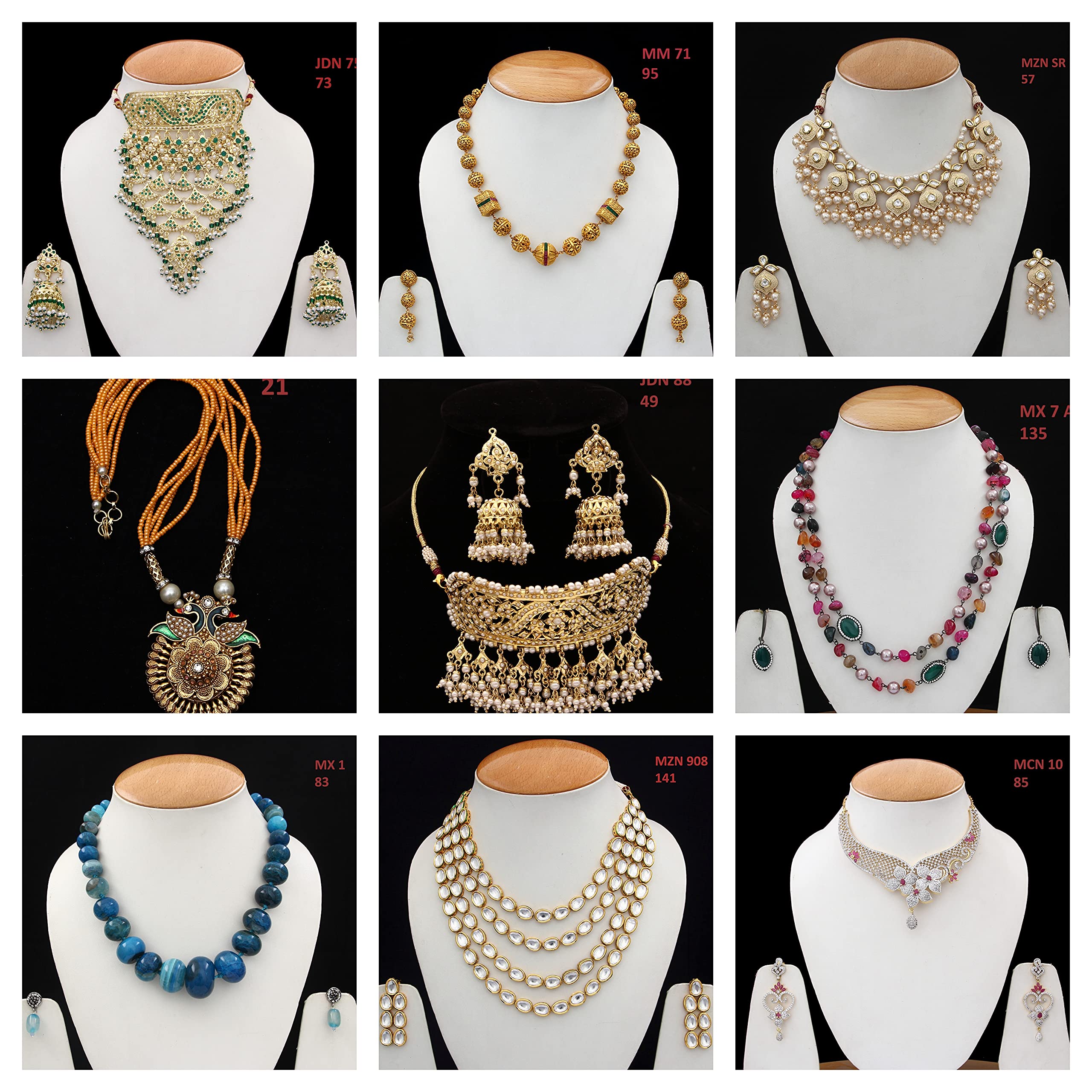 18K Gold Plated Handmade Beaded Wedding Necklace & Earrings Set - Traditional Bridal Jewelry for Women & Girls | Perfect for Weddings, Anniversaries & Special Occasions