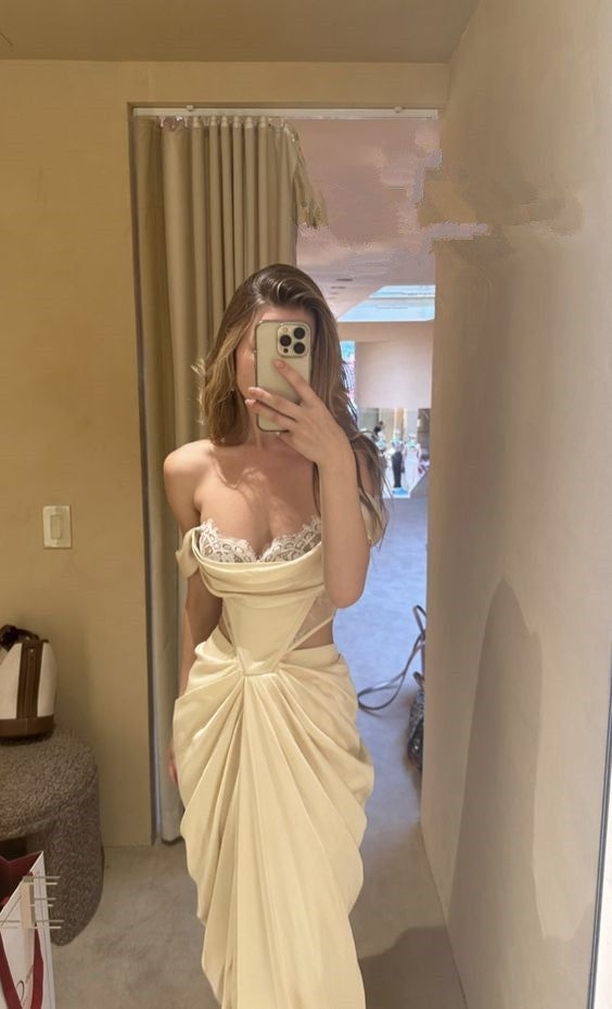 Elegant Off-The-Shoulder Satin Prom Dress with Lace Details - J6779 | Perfect for Birthday Parties, Evening Galas & Formal Events