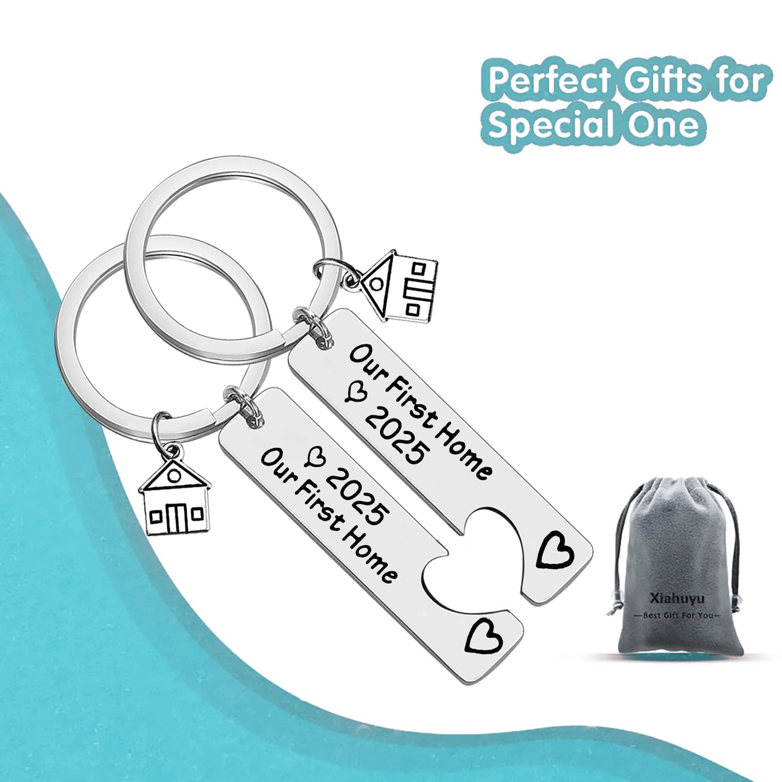Our First Home 2025 Keychain Set - Housewarming Gift for New Homeowners, Couples & Friends - New House Keychain Gift for Family - Perfect for Housewarming Parties & New Home Celebrations