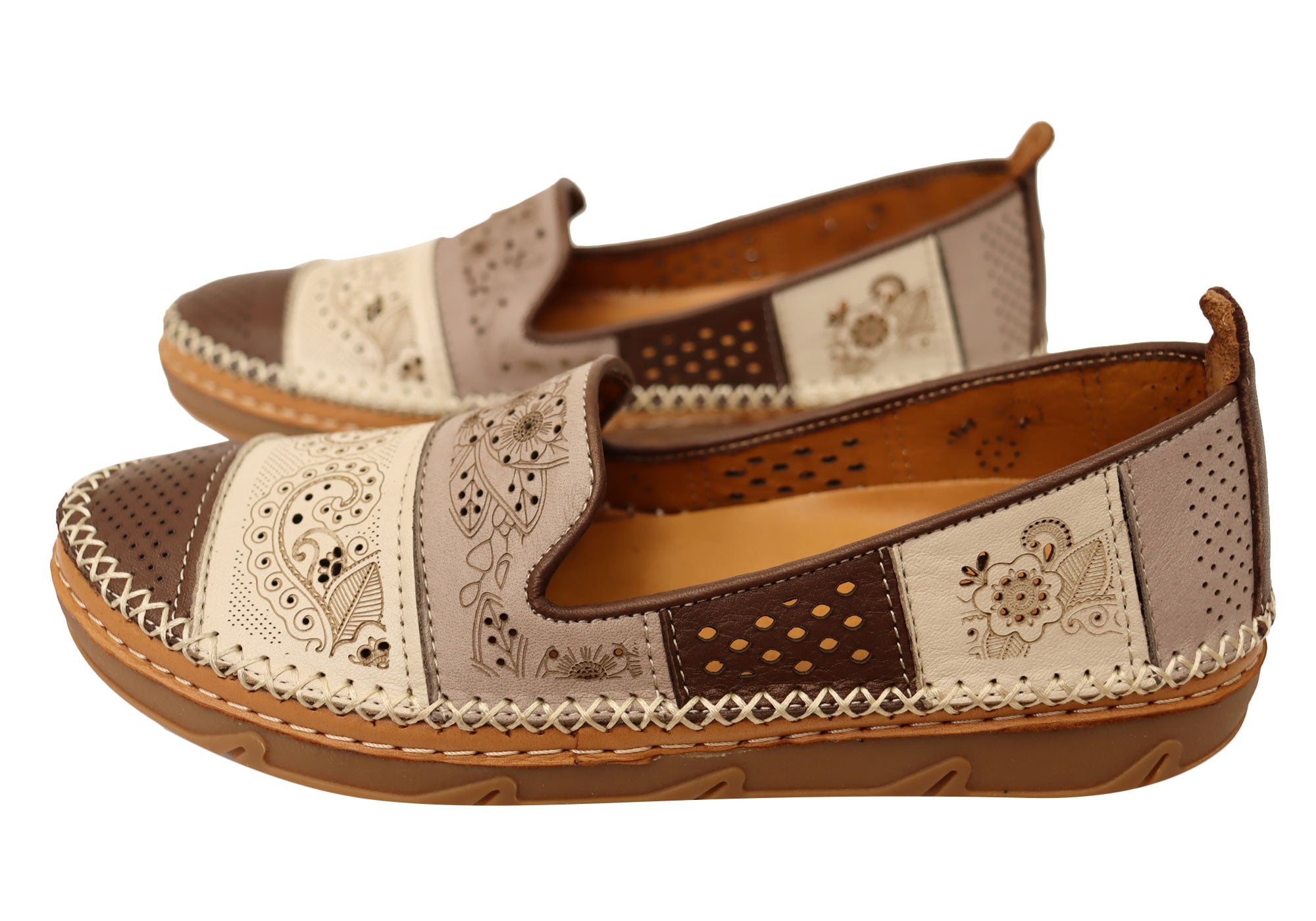 Orizonte Patchly Women's Comfortable Soft Leather Shoes - European Style for Walking, Work & Casual Wear