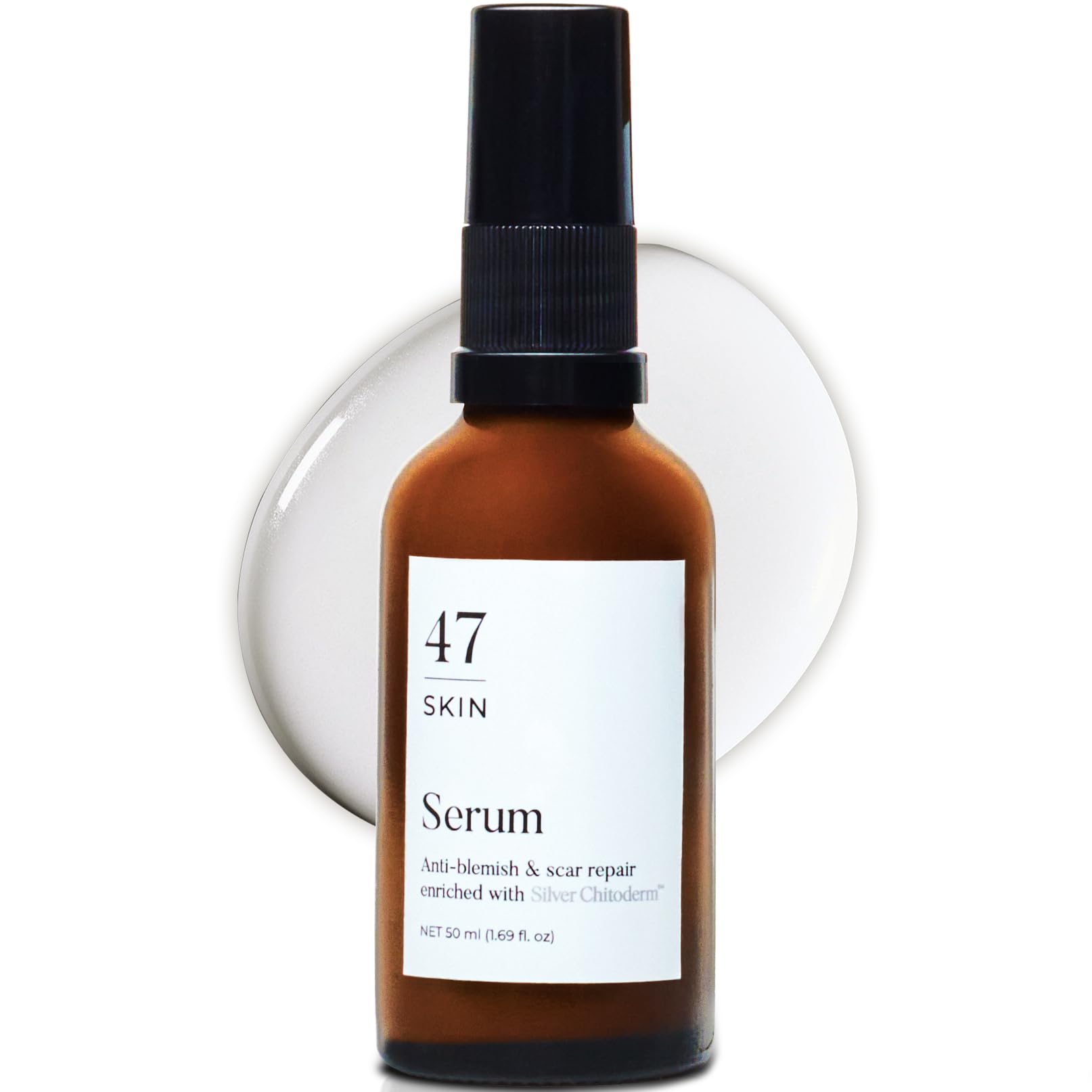 47 Skin Hydrating Face Serum for Acne & Scar Treatment - Anti-Blemish Repair Serum with Silver Chitoderm | Smoothing Moisturizer for All Skin Types (50ml) | Daily Skincare Routine for Clear, Healthy Skin