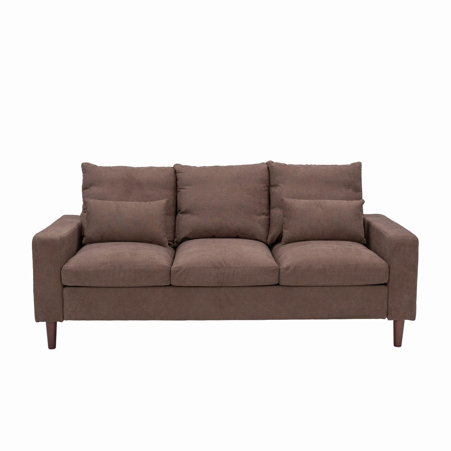 Panana Luckycloud Modern 3-Seater Fabric Sofa - Upholstered Living Room Couch for Small Spaces, Dorm Rooms & Apartments (Brown) | Perfect for Compact Living Areas, Studio Apartments & Cozy Home Decor