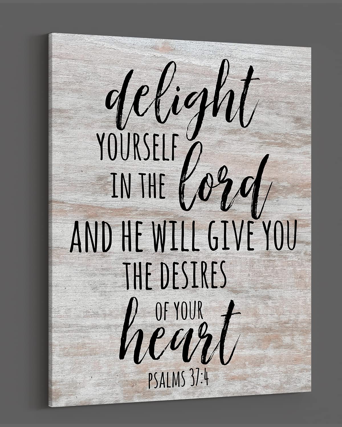 Govivo Christian Wall Art - Psalm 37:4 Bible Verse Canvas Print 'Delight Yourself in the Lord' - 32x40 Inch Ready to Hang Farmhouse Decor - Inspirational Home Decor for Living Room, Bedroom - Perfect Christmas Gift for Women