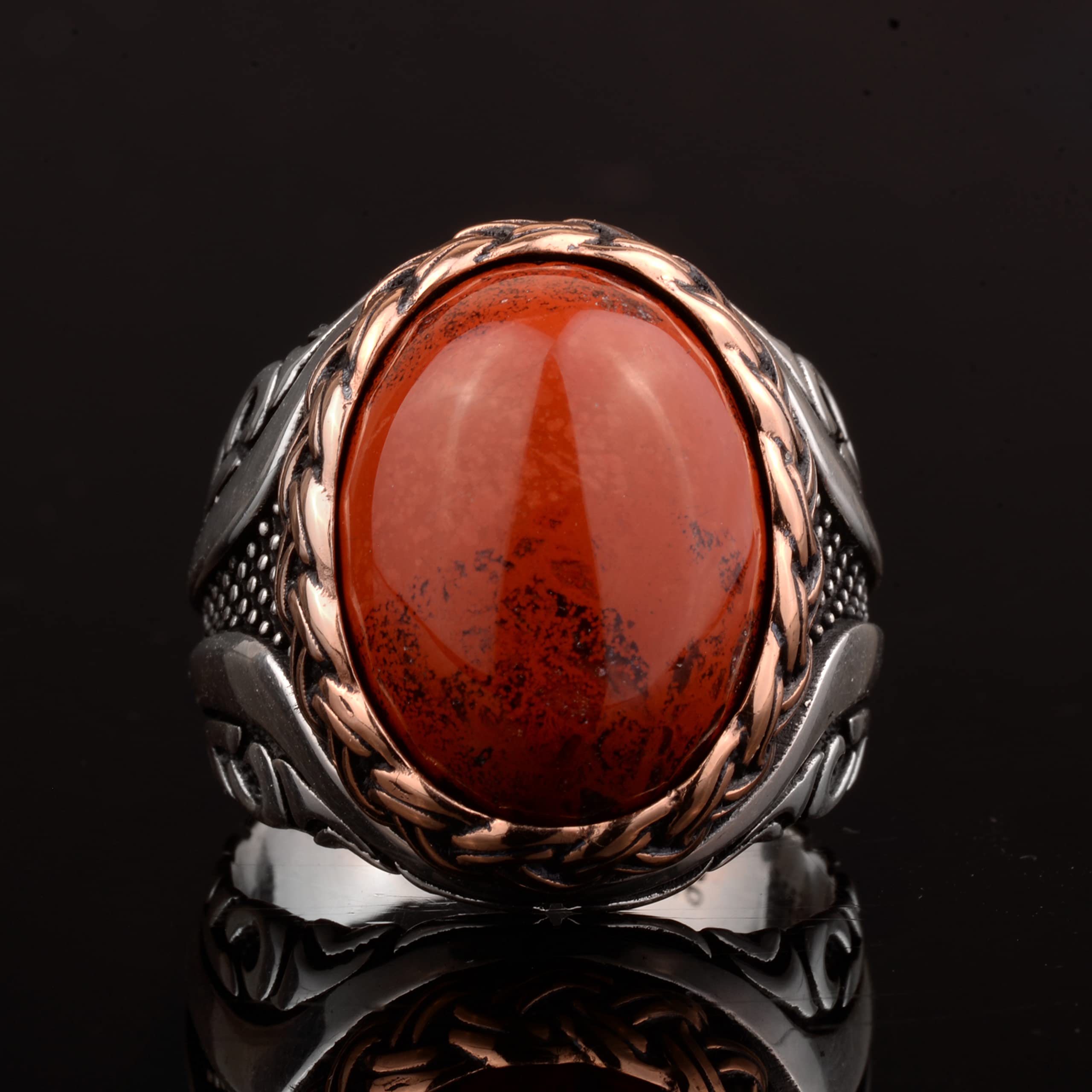 Authentic Natural Bloodstone Gemstone Handmade Sterling Silver Men's Ring for Healing & Protection – Perfect for Gifts, Meditation & Spiritual Jewelry