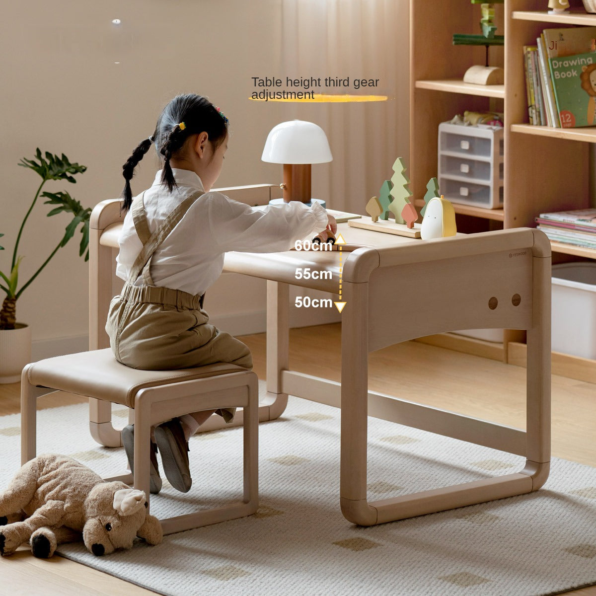 Handmade Solid Birch Wood Children's Writing Desk - Kids Study Table for Home & Classroom Learning Activities