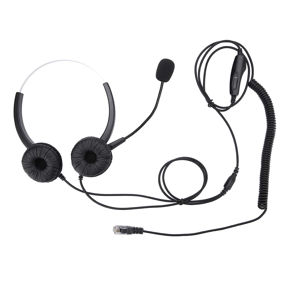 Professional Crystal RJ9 Call Center Headset with Noise Cancelling Microphone - Comfortable Head-Mounted Telephone Headphones for VoIP, Net Calls, Office Phones & Customer Service (Ideal for Call Centers, Remote Work & Business Communications)