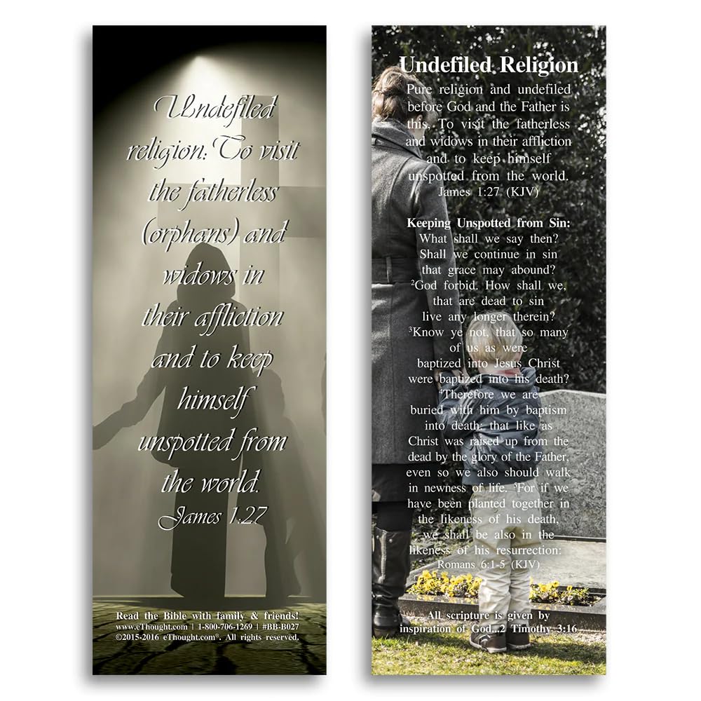 Set of 25 Undefiled Religion Bible Reference Cards (2x6 inches) - Inspirational Scripture Cards for Faith Sharing, Bible Study, Church Groups & Christian Gifts - Perfect for Sunday School, Prayer Meetings & Evangelism Outreach