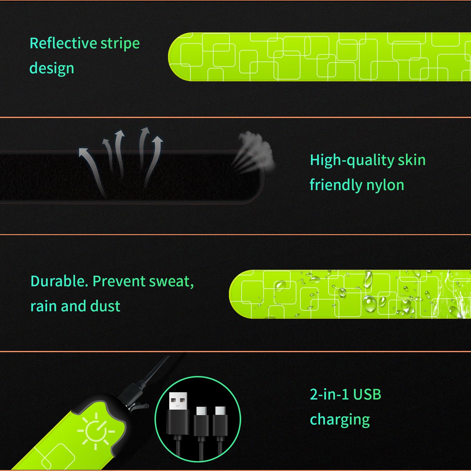 **LED Running Lights for Runners & Walkers - Rechargeable Safety Lights with 3 Bright Modes & Reflective Strips - Perfect for Night Jogging, Walking, Cycling & Outdoor Activities (2-Pack, Unisex)**