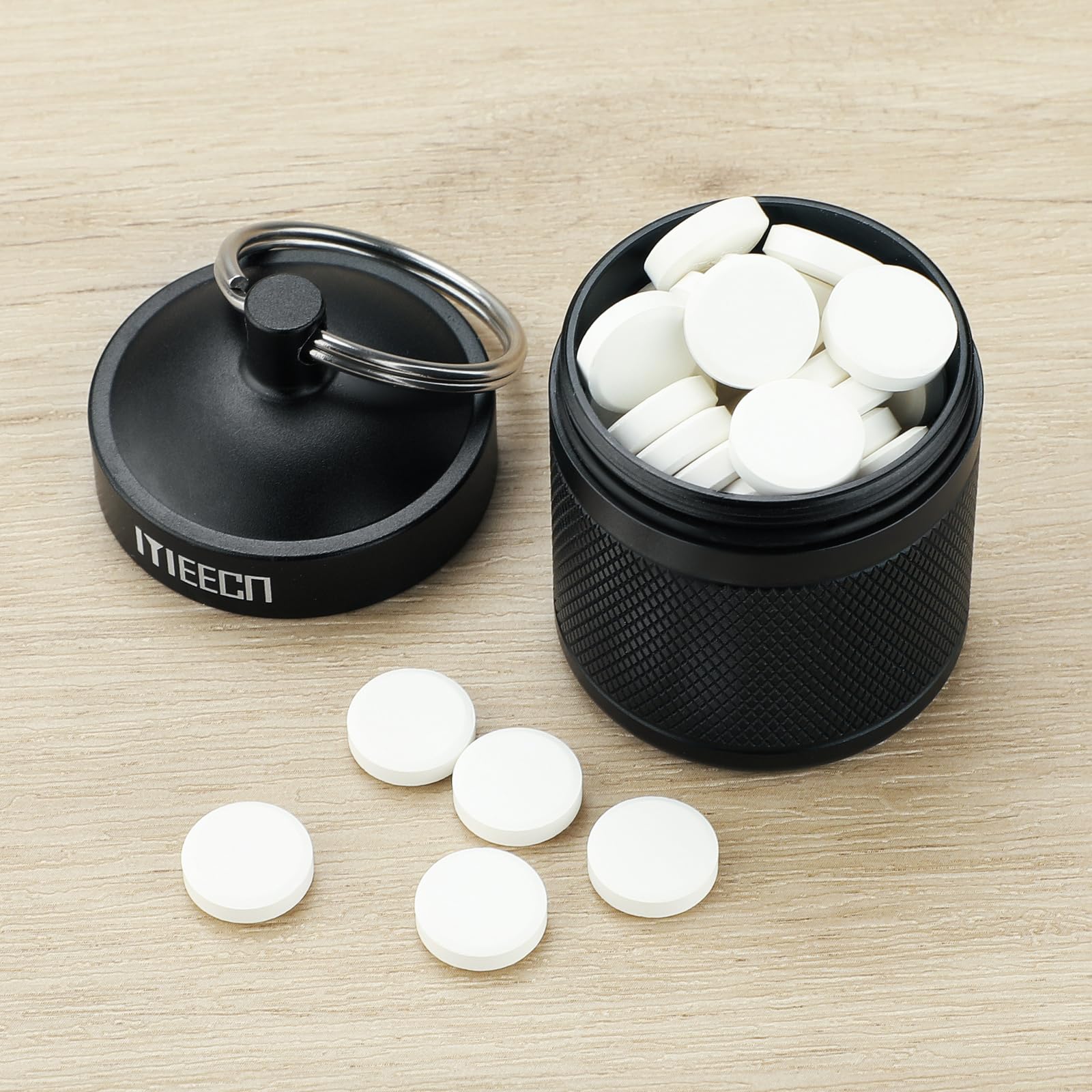 Premium Aluminum Keychain Pill Holder - Waterproof Travel Pill Organizer Box (1.6