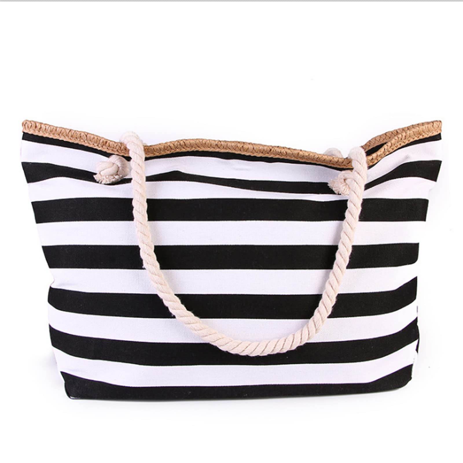 Tropical Palm Leaf Beach Tote Bag for Women - Large Reusable Grocery Shoulder Bag with Zipper Pocket for Summer Vacation & Poolside