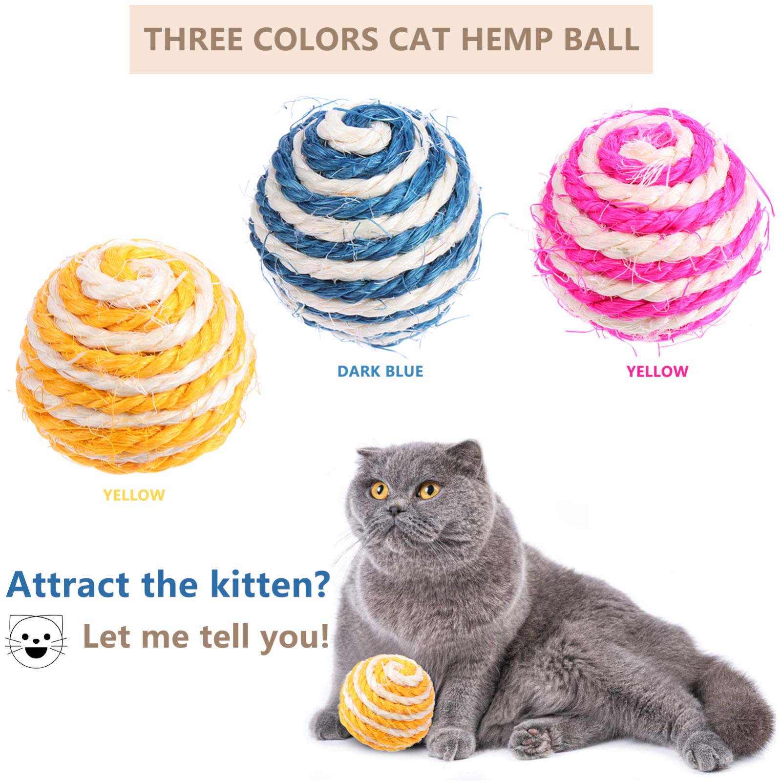 Balacoo 8-Piece Cat Ball Pet Scratcher Toy Set - Interactive Chew Toys for Kittens & Puppies, Fun Teaser Balls for Dental Health & Playtime - Perfect for Indoor Play, Training, and Bonding with Your Pet
