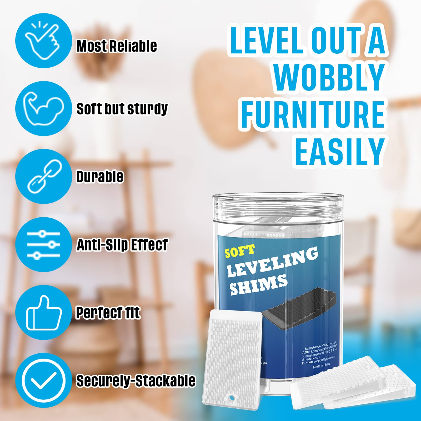 80pcs Plastic Leveling Shims - Black Rubber Wedges for Furniture, Table, Toilet, Refrigerator - Home Improvement & DIY Projects