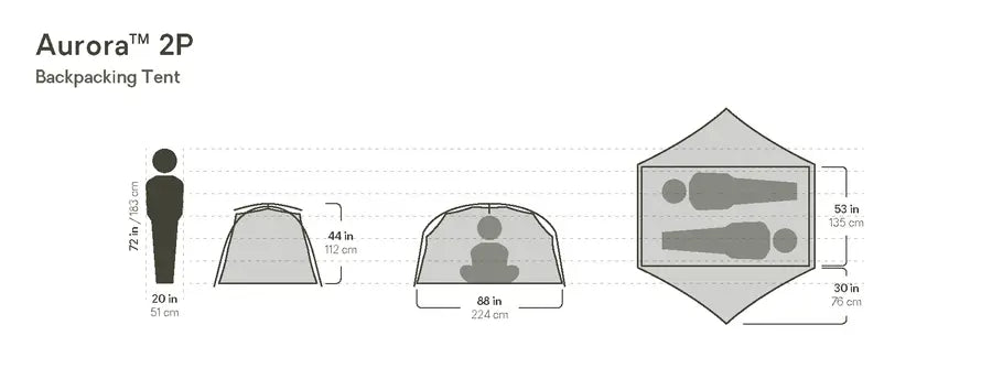 Lightweight Aurora 2 Person Camping Tent with Waterproof Footprint - Perfect for Backpacking, Hiking & Outdoor Adventures