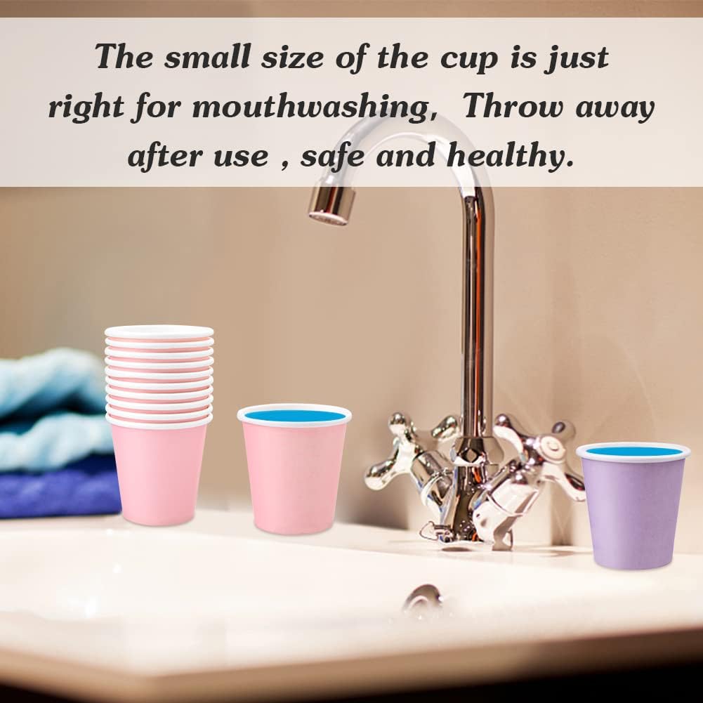 3 oz Small Disposable Paper Cups - 100 Pack Colorful Bathroom & Espresso Cups for Mouthwash, Snacks, Condos, RVs, Camping - Perfect for Home, Travel & Outdoor Use