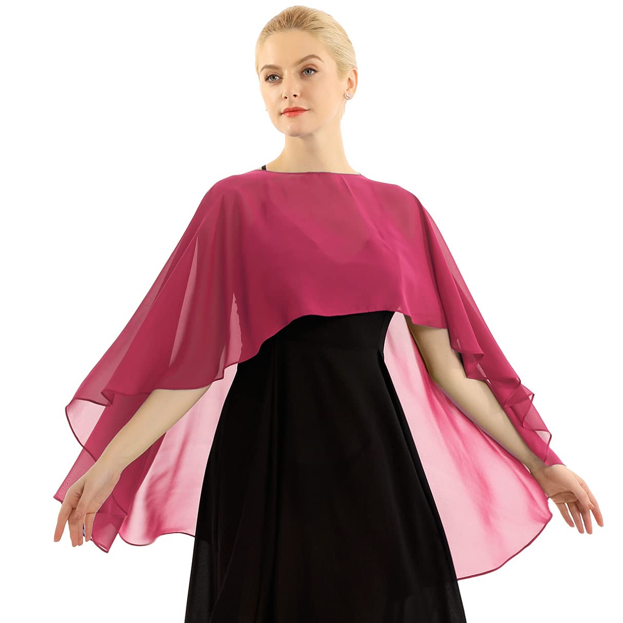 Elegant Chiffon High-Low Shawl Wrap for Women - Perfect for Weddings, Evening Dresses & Special Occasions | Lightweight Cape Shrug for Parties, Prom & Formal Events