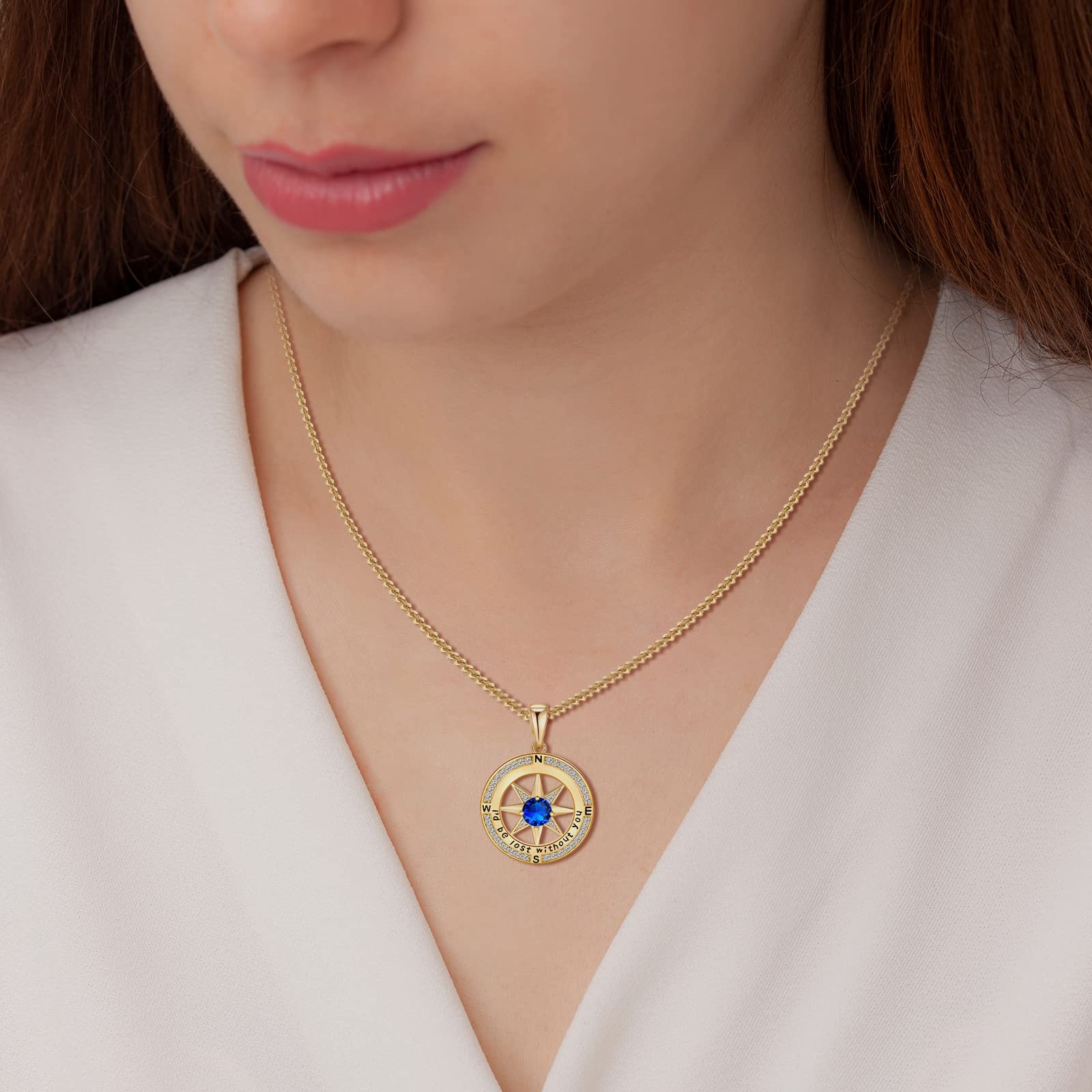 Elegant Gold Compass Necklace for Women - Perfect Anniversary & Birthday Gift for Wife, Her, Girlfriend - Ideal for Travel Lovers, Outdoor Adventures & Special Occasions