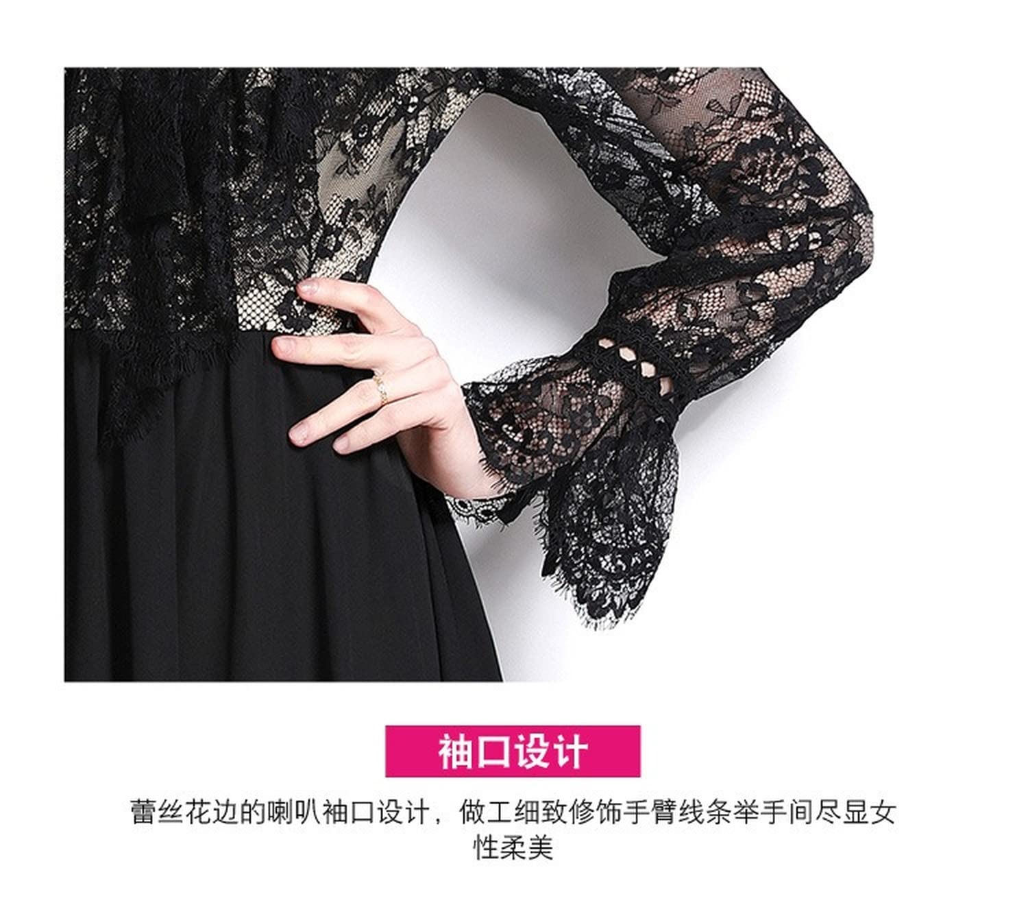Elegant Black Lace Dress with Bow Tie Collar - Hepburn Style Little Black Evening Dress for Women | Perfect for Cocktail Parties, Date Nights & Formal Events