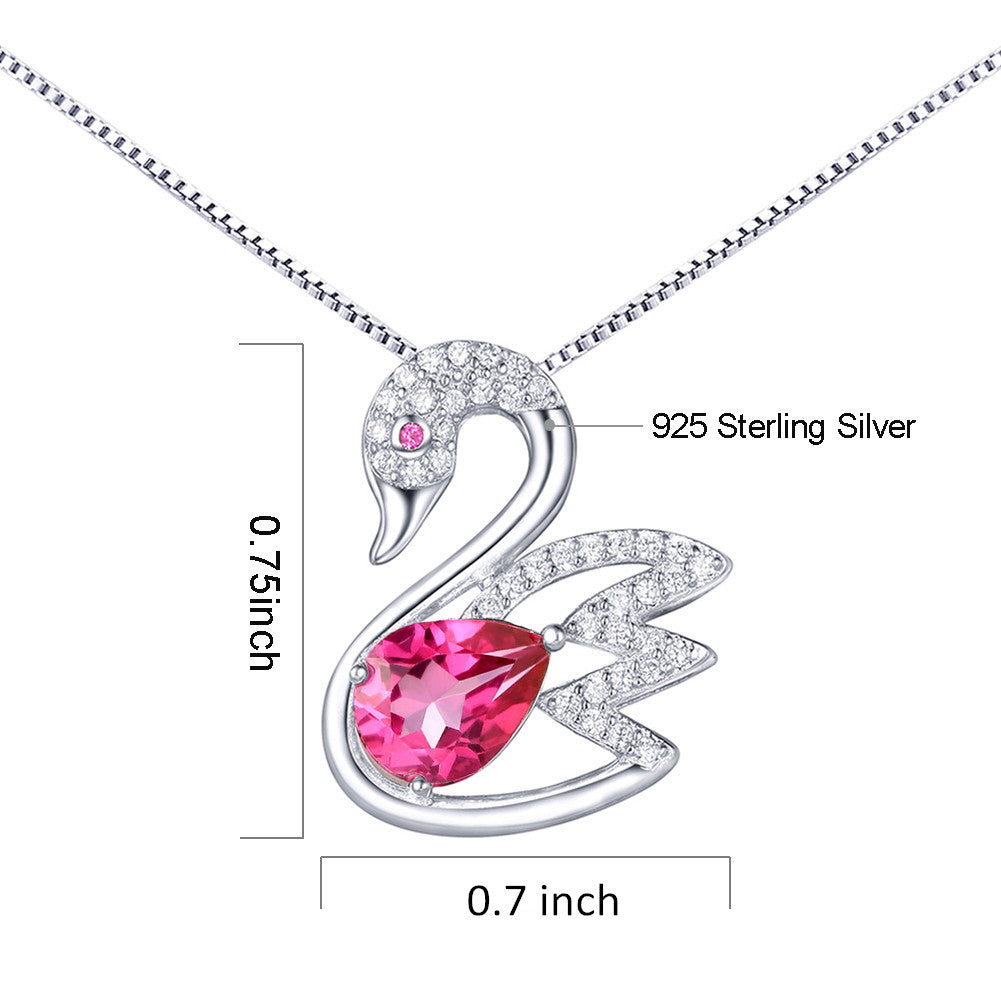 MABELLA 925 Sterling Silver Swan Necklace with Genuine Blue Topaz & Pink Topaz | Elegant Pendant Jewelry for Women | Perfect Gift for Birthday, Anniversary & Valentine's Day | Ideal for Weddings, Parties & Special Occasions