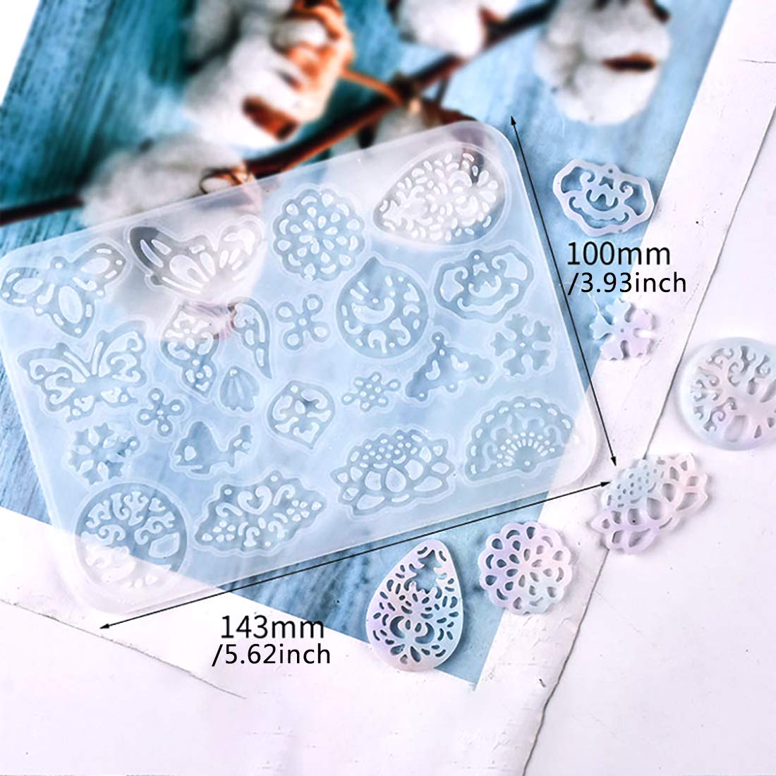 FineInno Silicone Resin Molds for Jewelry Making - Epoxy Earring & Pendant Molds in Leaf, Teardrop, Round, Heart, Snowflake Shapes - DIY Crafting, Gift Making, Resin Art Projects
