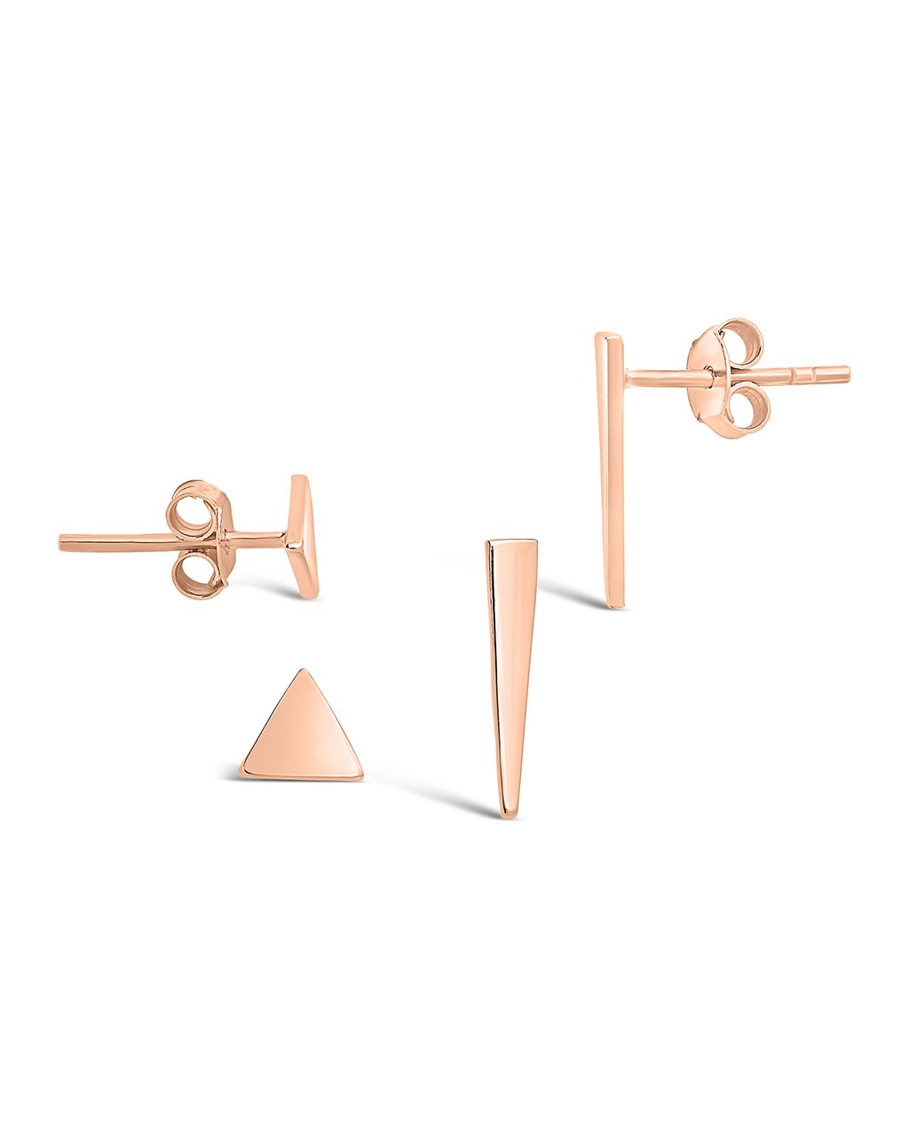 Sterling Silver Triangle Stud Earrings Set of 2 - Minimalist Geometric Jewelry for Women - Perfect for Everyday Wear, Gifts & Special Occasions