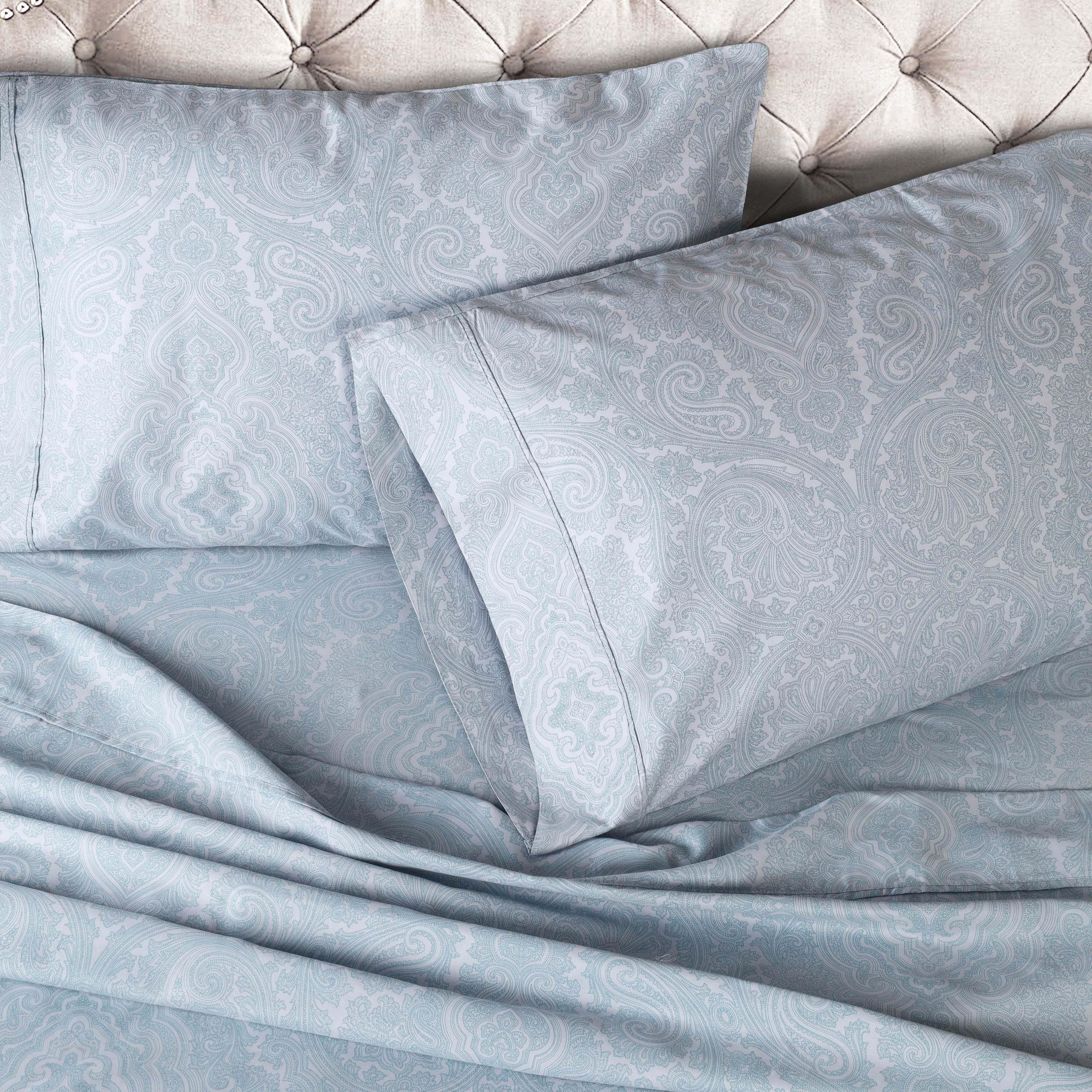 Italian Paisley 600 Thread Count Cotton Blend 2-Piece Pillowcase Set - Soft Luxury Bedding for Master Bedroom & Guest Room Decor