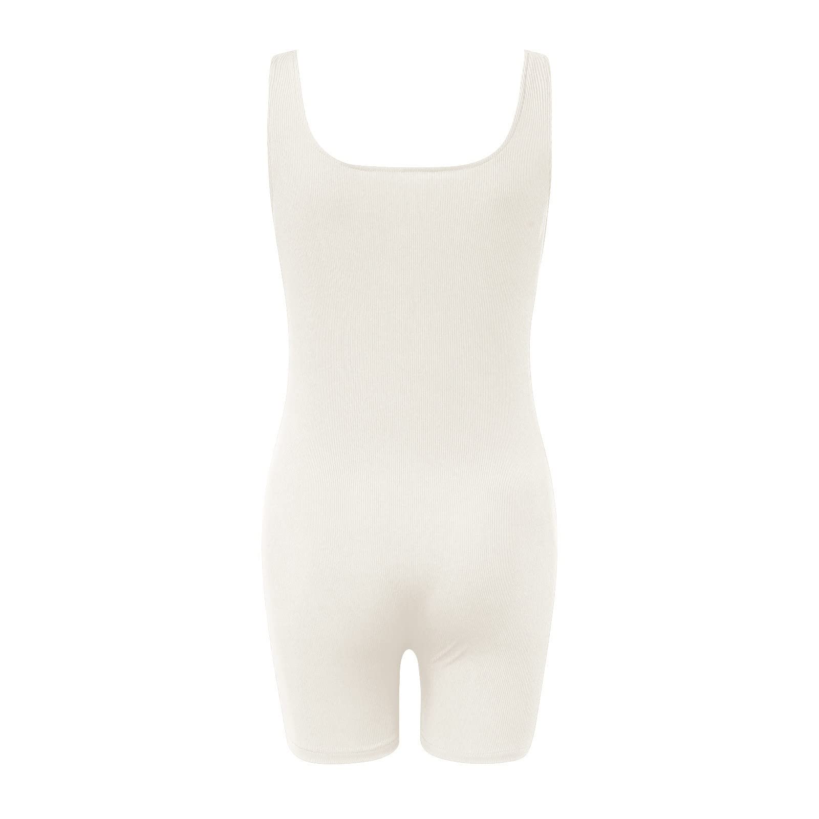 Women's Ribbed Tight Short Jumpsuit - Athletic One-Piece Romper & Unitard Bodysuit for Yoga, Gym, Running, and Summer Outfits