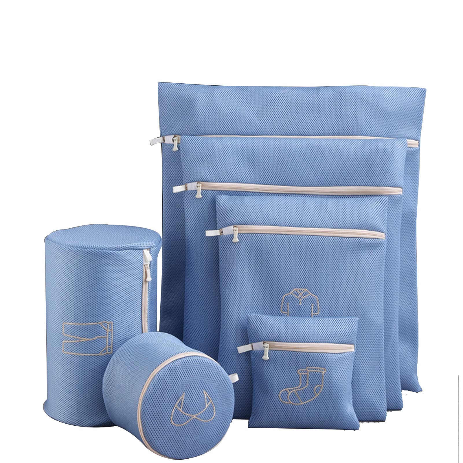 Nipogear 6-Pack Honeycomb Mesh Laundry Bags with Zipper Lock - Delicate Wash Bags for Blouses, Hosiery, Stockings, Underwear & Lingerie - Travel Storage Organizer for Laundry, Gym & Dorm Essentials