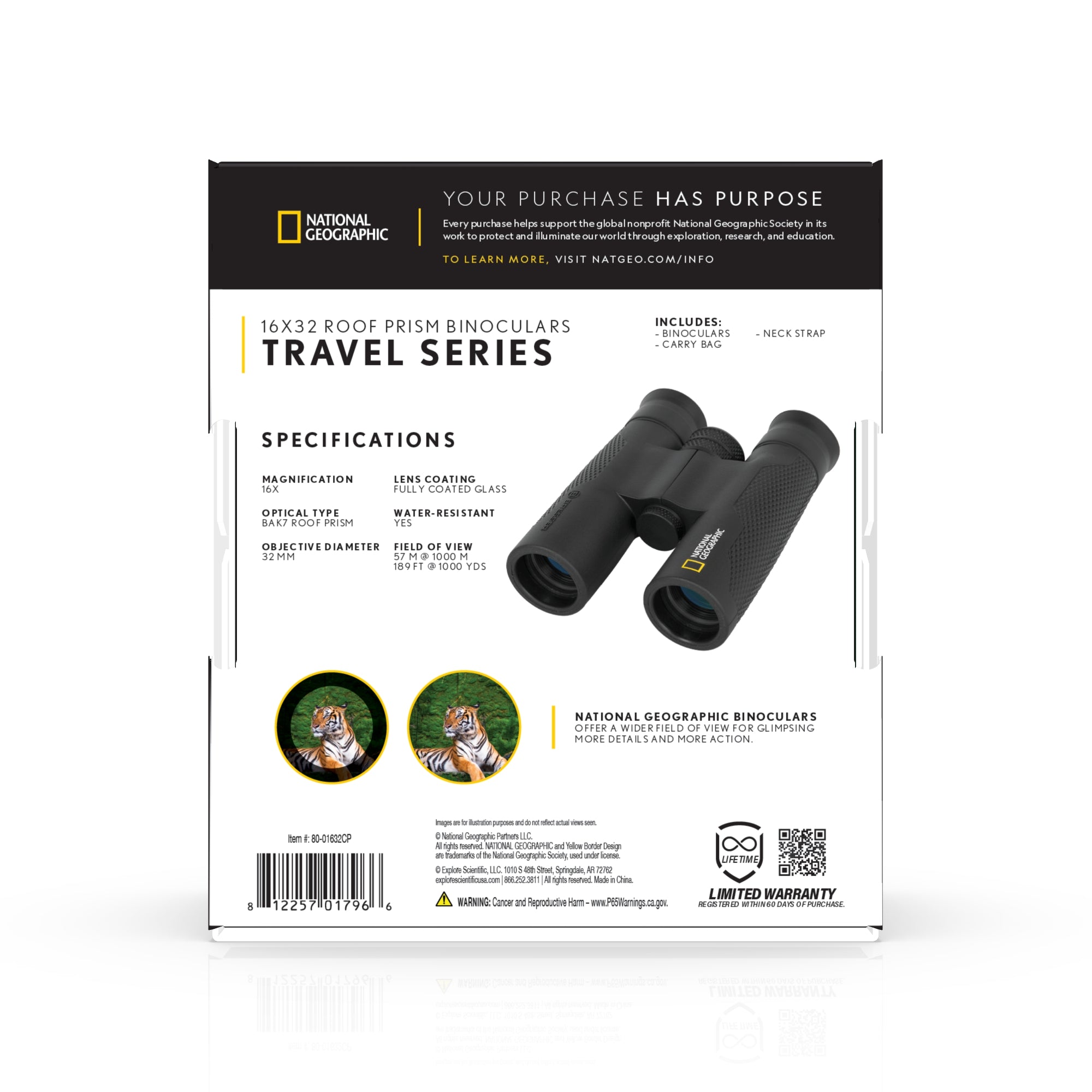 National Geographic 16x32 Binoculars - High Power Compact Binoculars for Adults & Kids, Waterproof & Fogproof for Bird Watching, Hiking, Travel & Outdoor Adventures