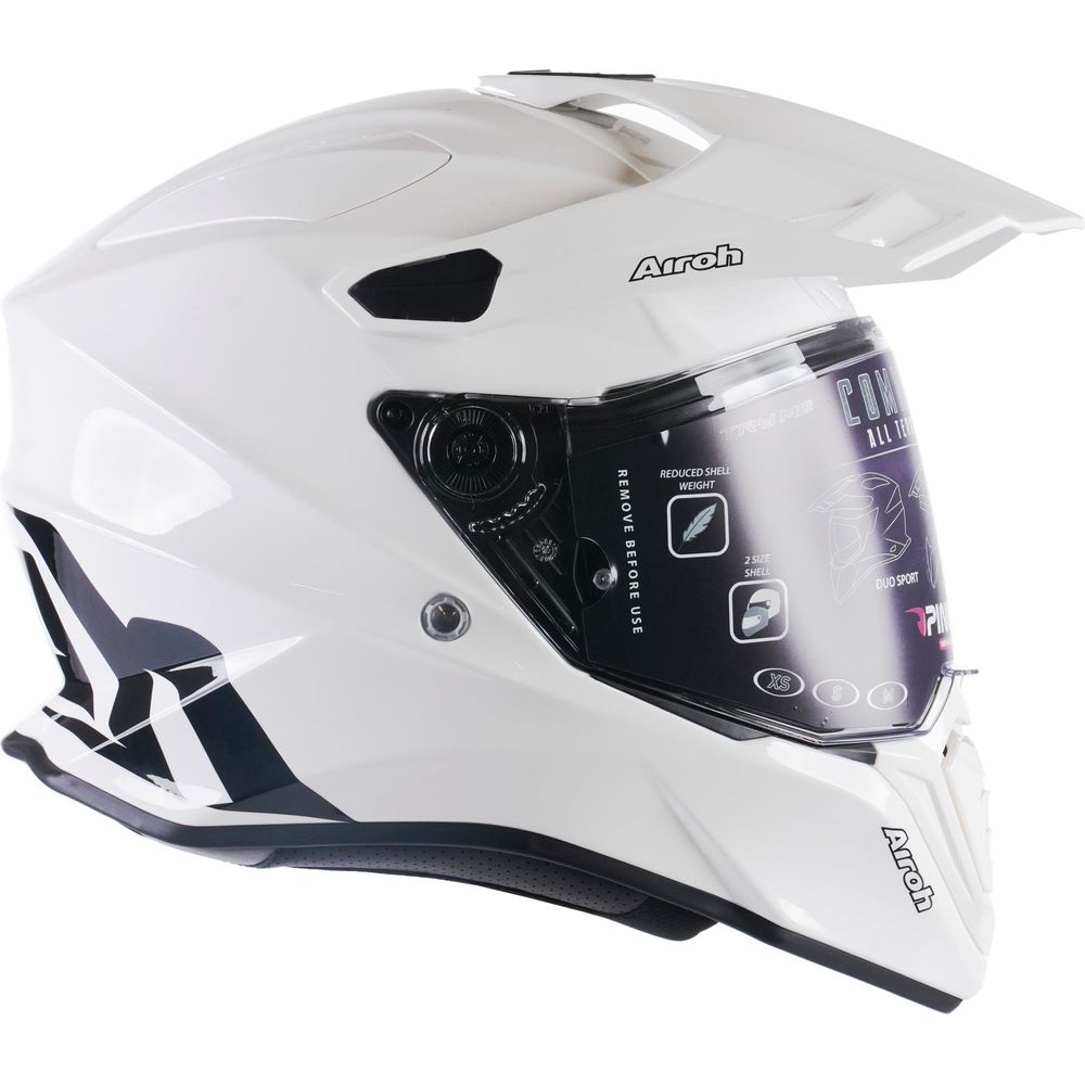 Airoh Commander Adventure Motorcycle Helmet Gloss White - Full Face DOT Approved for Street & Off-Road Riding