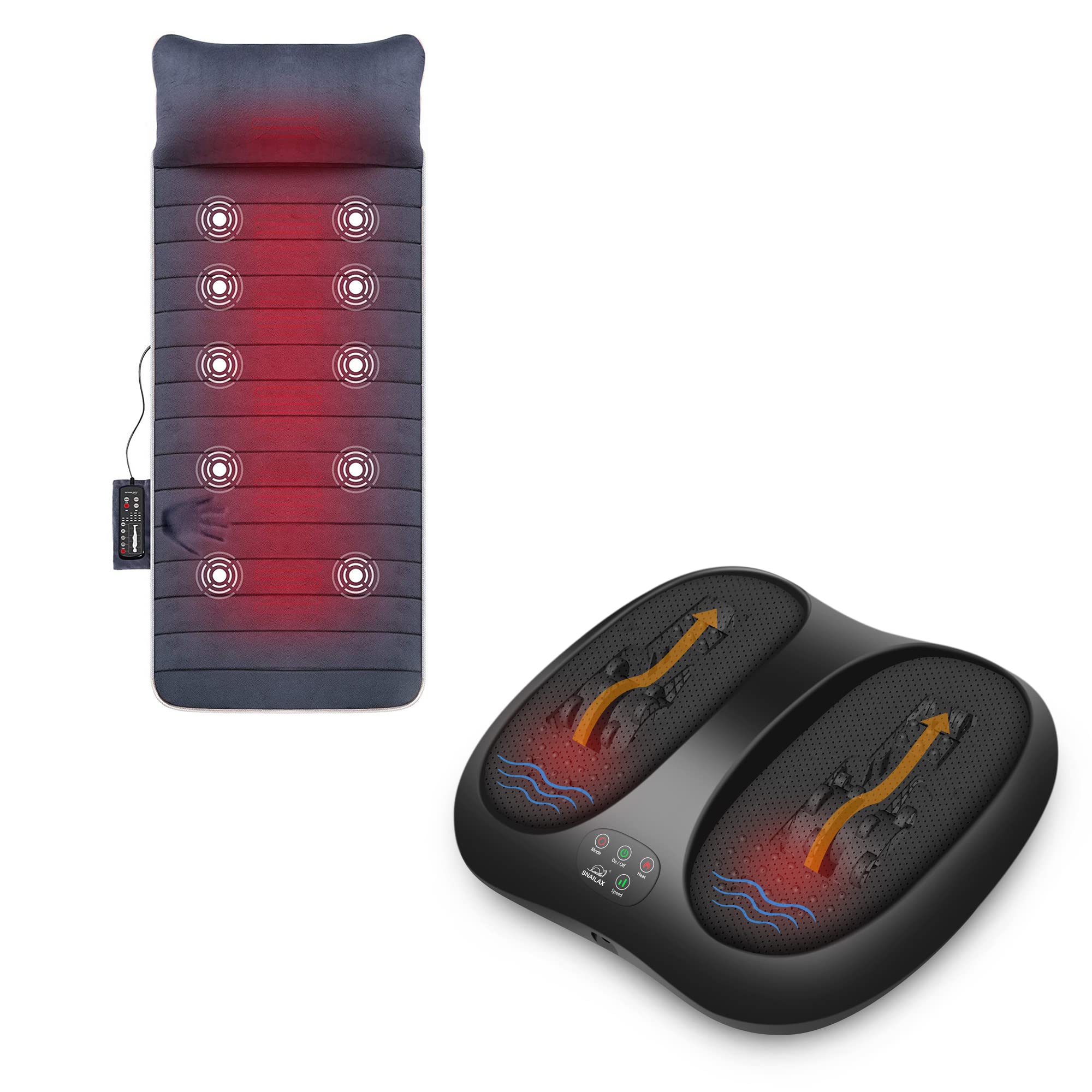 Snailax Heated Foot Massager Machine with Rolling, Scraping & Vibration - Memory Foam Massage Mat for Pain Relief - Perfect for Home Relaxation, Office Stress Relief & Post-Workout Recovery