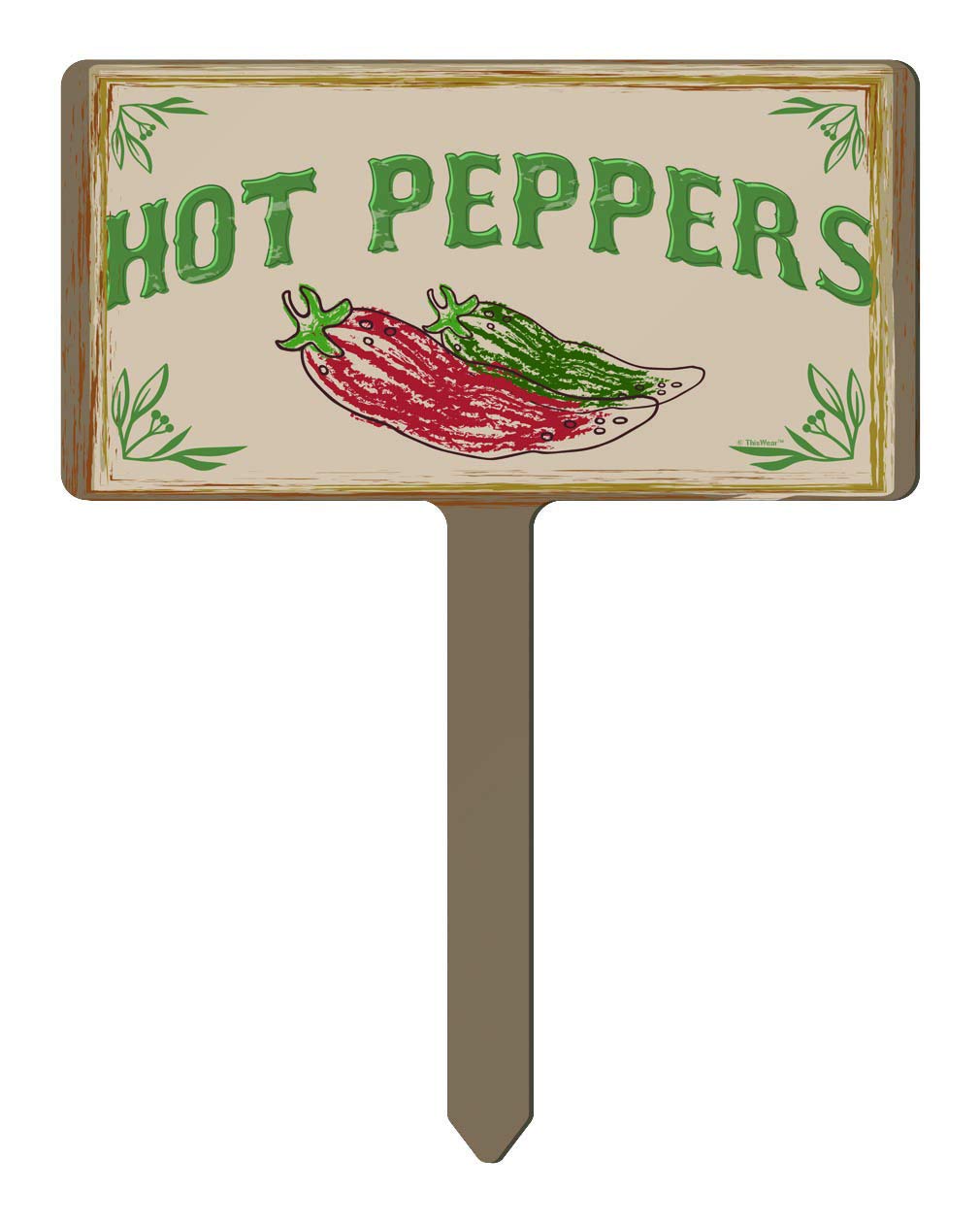 Hot Peppers Garden Sign - 1-Pack Small Rectangle Vegetable Farm Decor for Outdoor & Indoor Use - Perfect for Backyard, Patio, or Kitchen Herb Gardens
