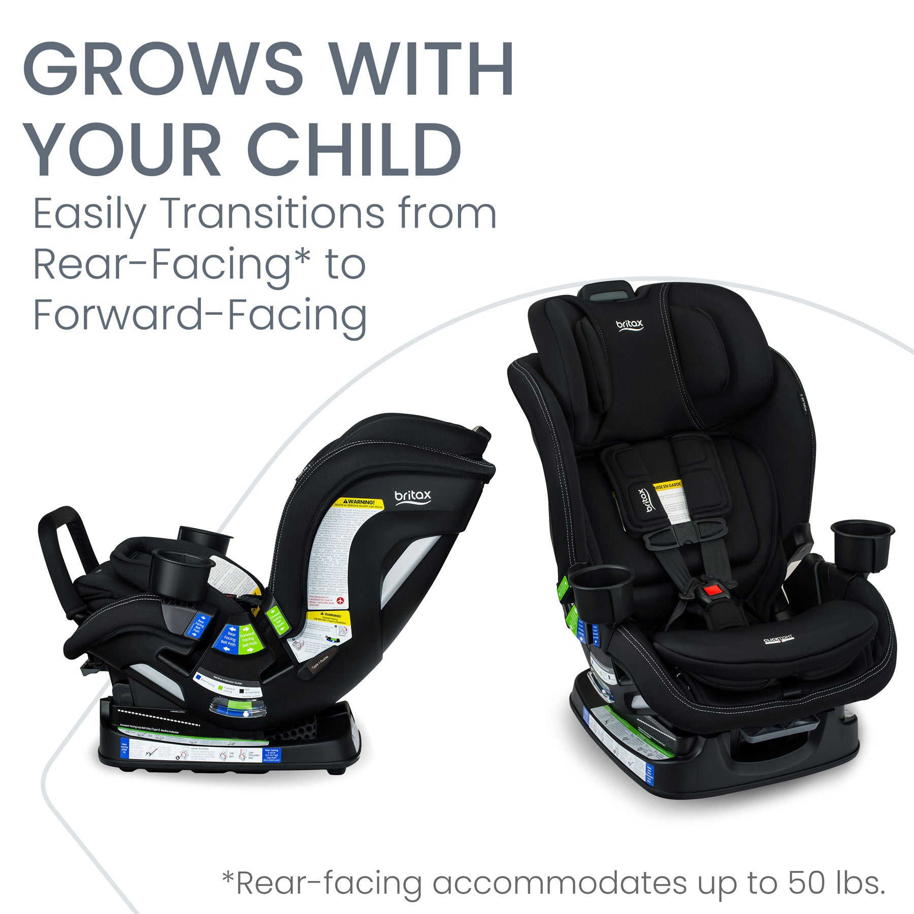 Britax Poplar S ClickTight Convertible Car Seat - Safe & Comfortable for Infants to Toddlers (5-65 lbs) - Easy Installation for Cars, SUVs & Minivans - Perfect for Travel & Daily Commute