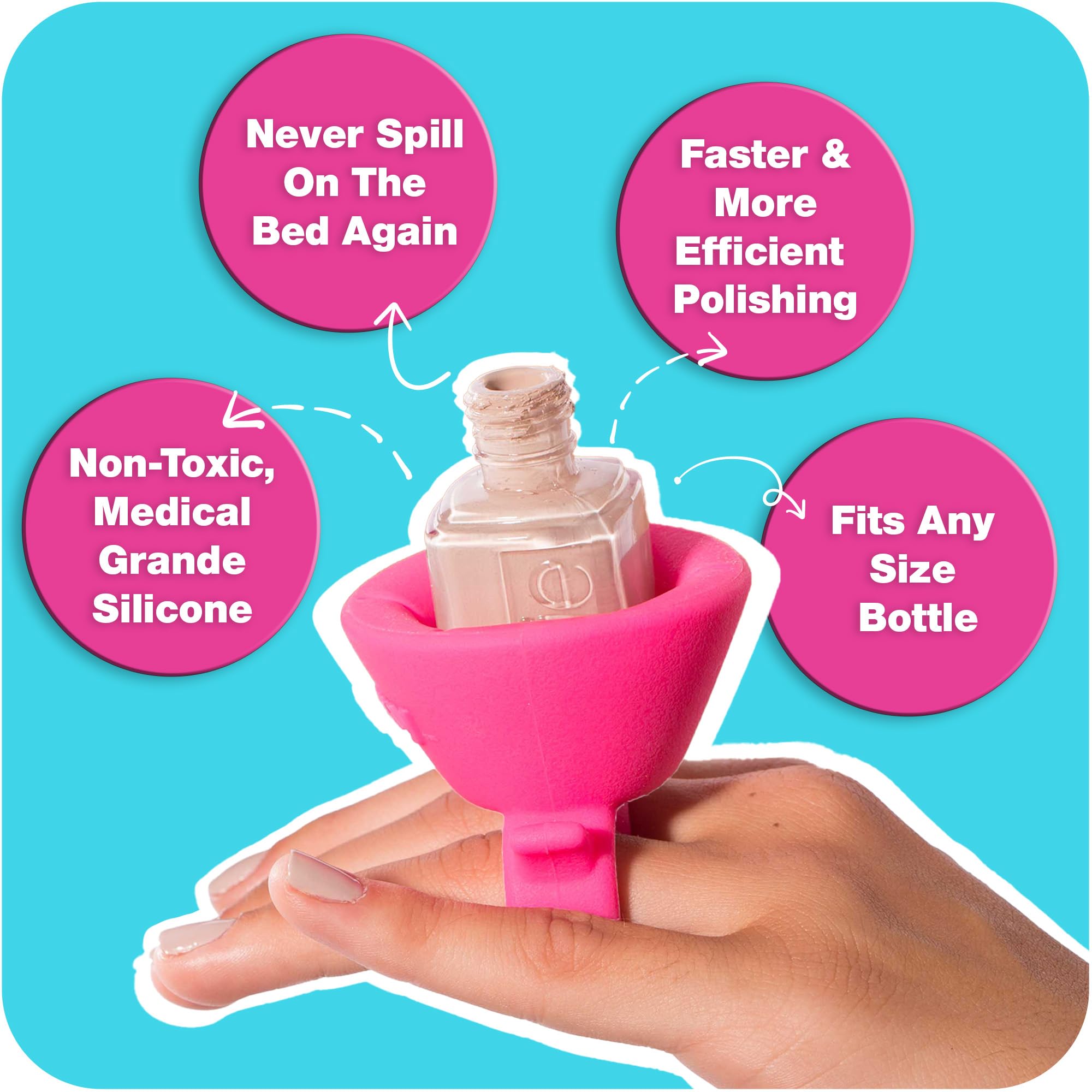 Tweexy Wearable Nail Polish Holder Ring - Hands-Free Portable Manicure Accessory for Women, Secure Grip for All Bottle Sizes, Convenient Nail Polish Organizer Stand (Bonbon Pink) - Perfect for Home Manicures, Travel & Salon Use