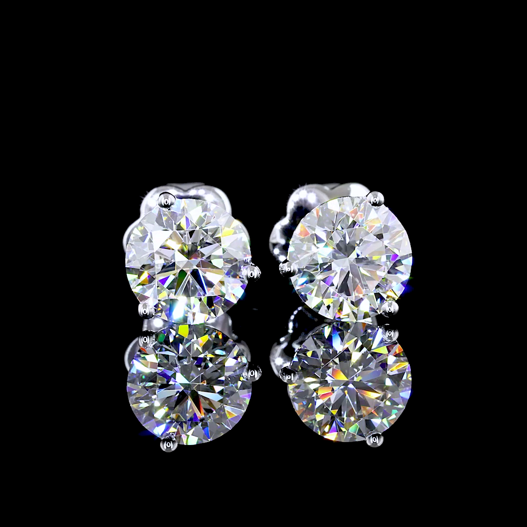 2.11 Carat Lab Grown Round E VS1 Diamond 14K White Gold Martini Stud Earrings for Women - Perfect for Weddings, Anniversaries & Special Occasions