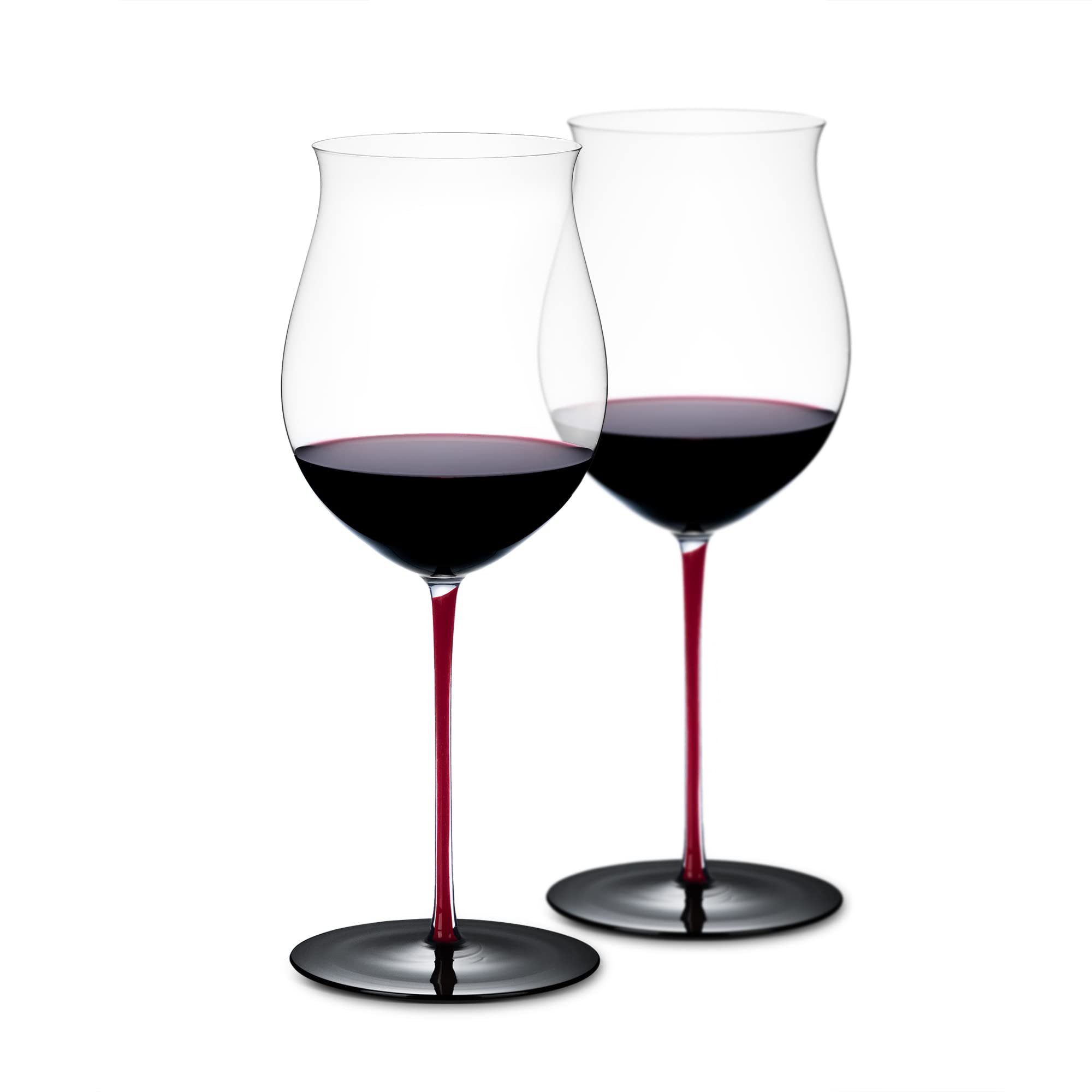 Premium 32oz LUXU Wine Glasses Set of 2 - Elegant Long Red Stem & Black Base Crystal Goblets for Red & White Wine | Hand Blown Luxury Glassware in Gift Box | Perfect for Romantic Dinners, Wine Tasting & Anniversary Gifts