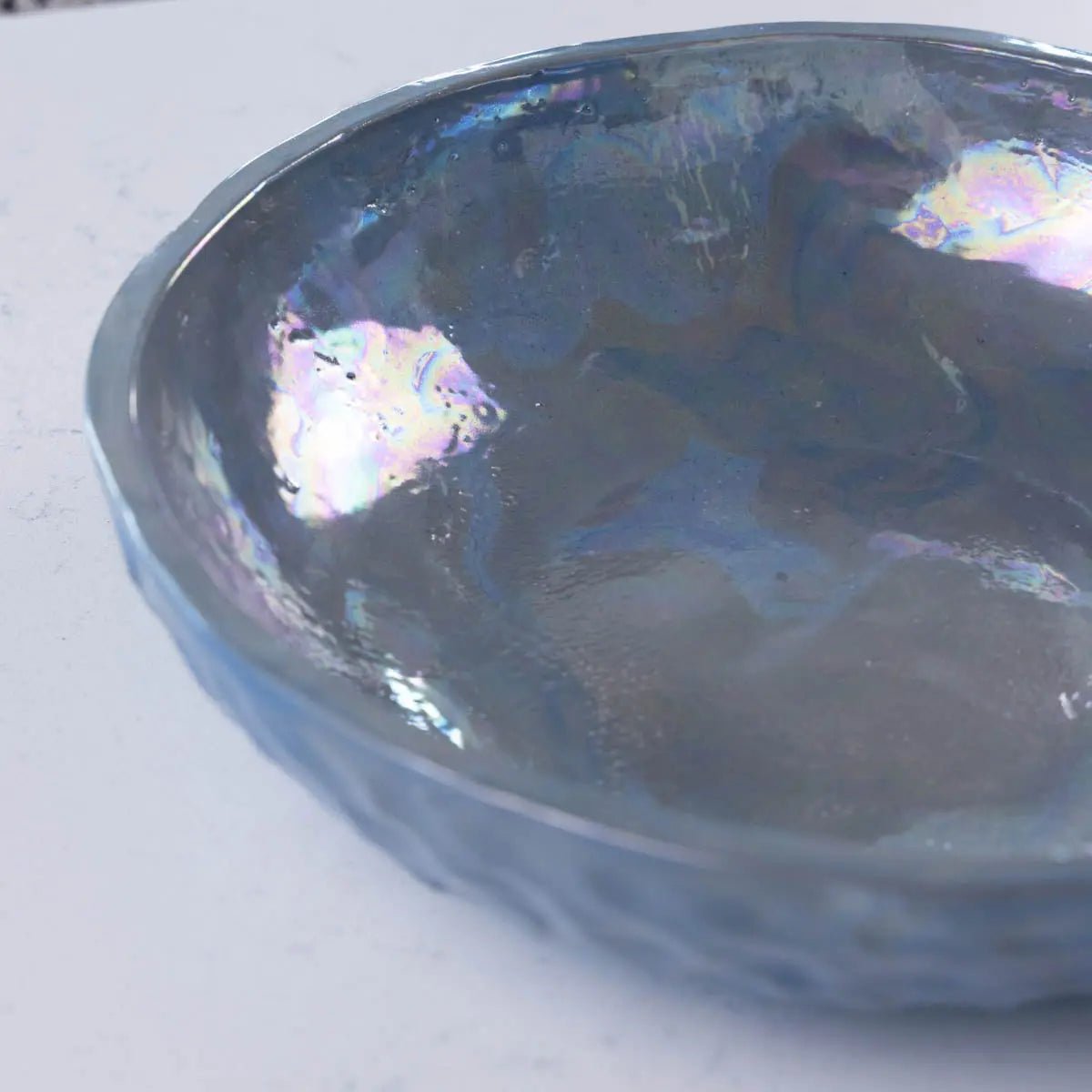 Handmade Nerikomi Stoneware Bowl with Mother of Pearl Finish - Blue, Gray & Cream Ceramic Serving Dish for Dining & Decor (Alchemy Collection) | Perfect for Entertaining, Table Centerpieces & Home Decor
