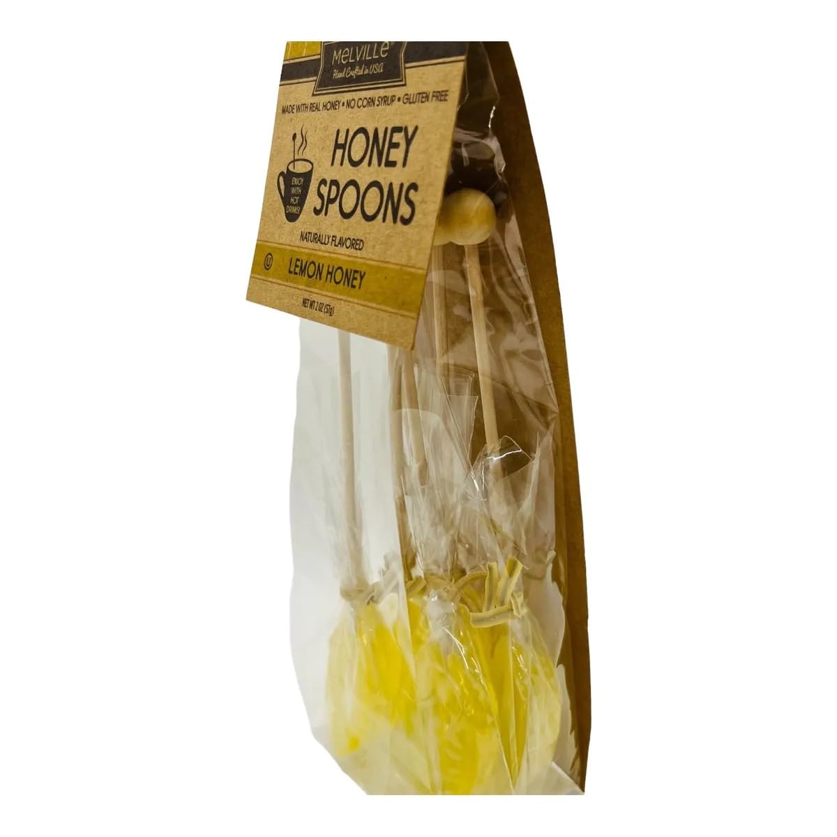 Melville Candy Hard Candy Lemon Honey Lollipops on Wooden Sticks - 5 Count Bag | Sweet Treats for Parties, Gifts & Everyday Snacking