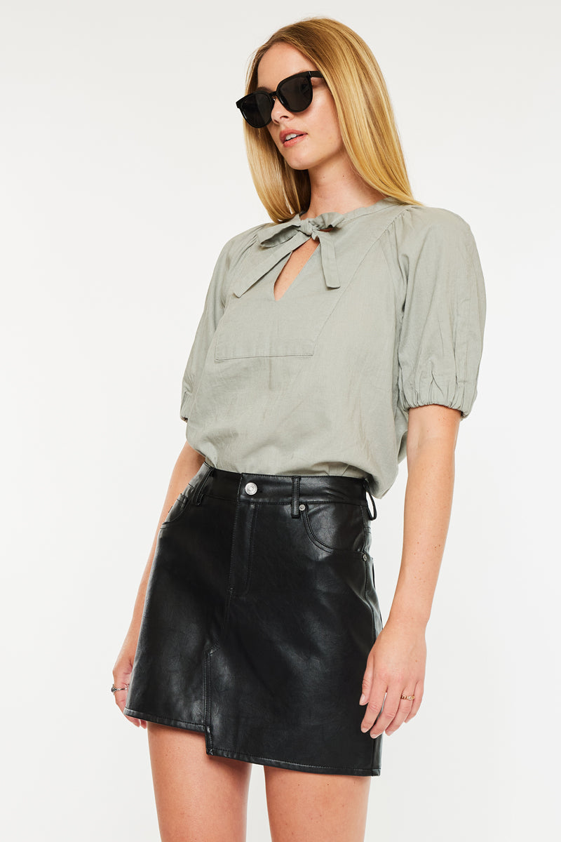 Stylish Sapphire Blue Faux Leather Mini Skirt for Women - Trendy Vegan Leather Pencil Skirt for Night Out, Party & Date Night