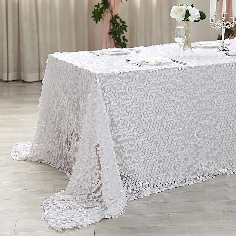 90x156 Inch Large Payette Sequin Rectangular Tablecloth - Elegant Glitter Table Cover for Wedding, Party, and Holiday Decorations