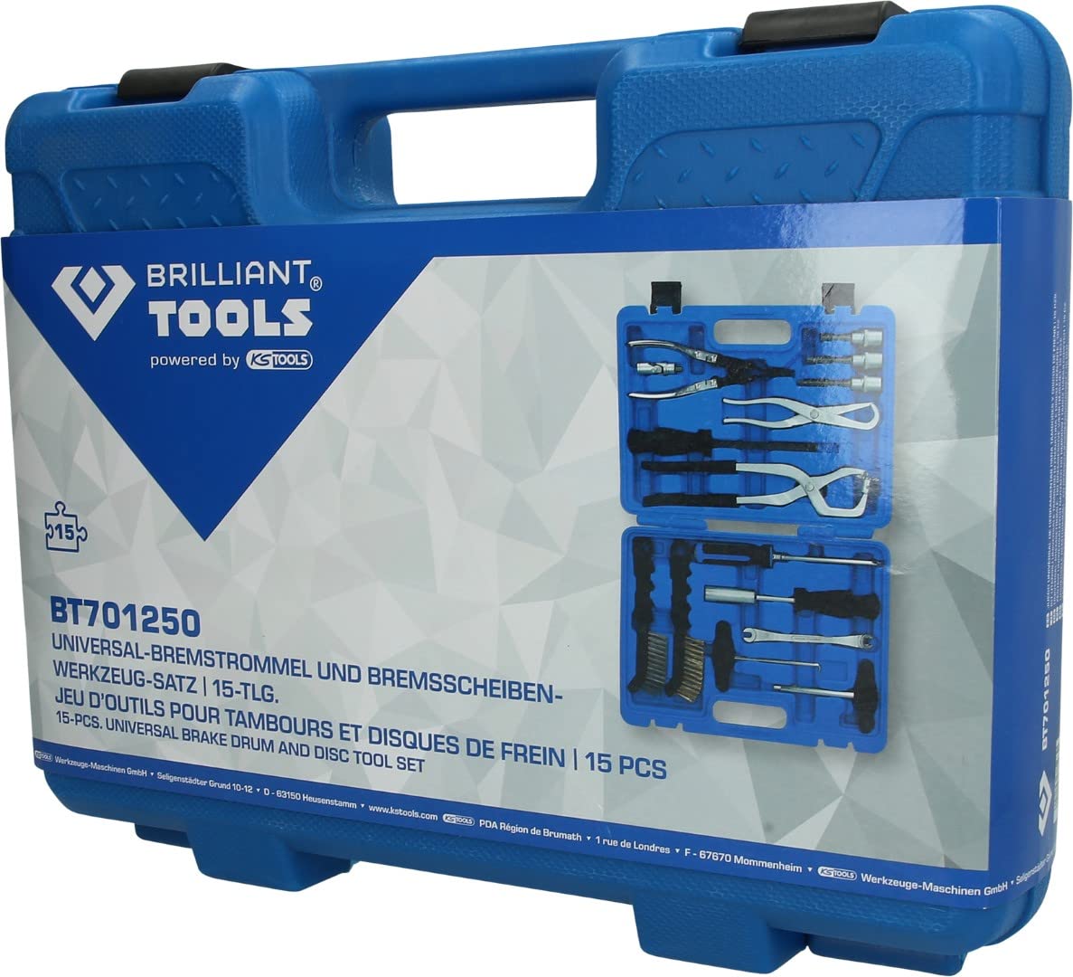 BR75W 15-Piece Universal Brake Drum and Disc Tool Set for Car & Truck Repair | Professional Brake Service Kit for Mechanics & DIY Auto Maintenance | Perfect for Garage, Workshop & Home Use