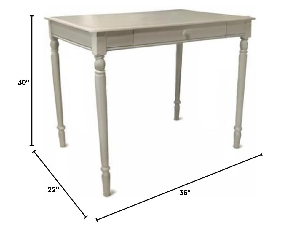 Pemberly Row French Country Desk - White Wood Finish with Drawer | Vintage Home Office Furniture for Study & Work