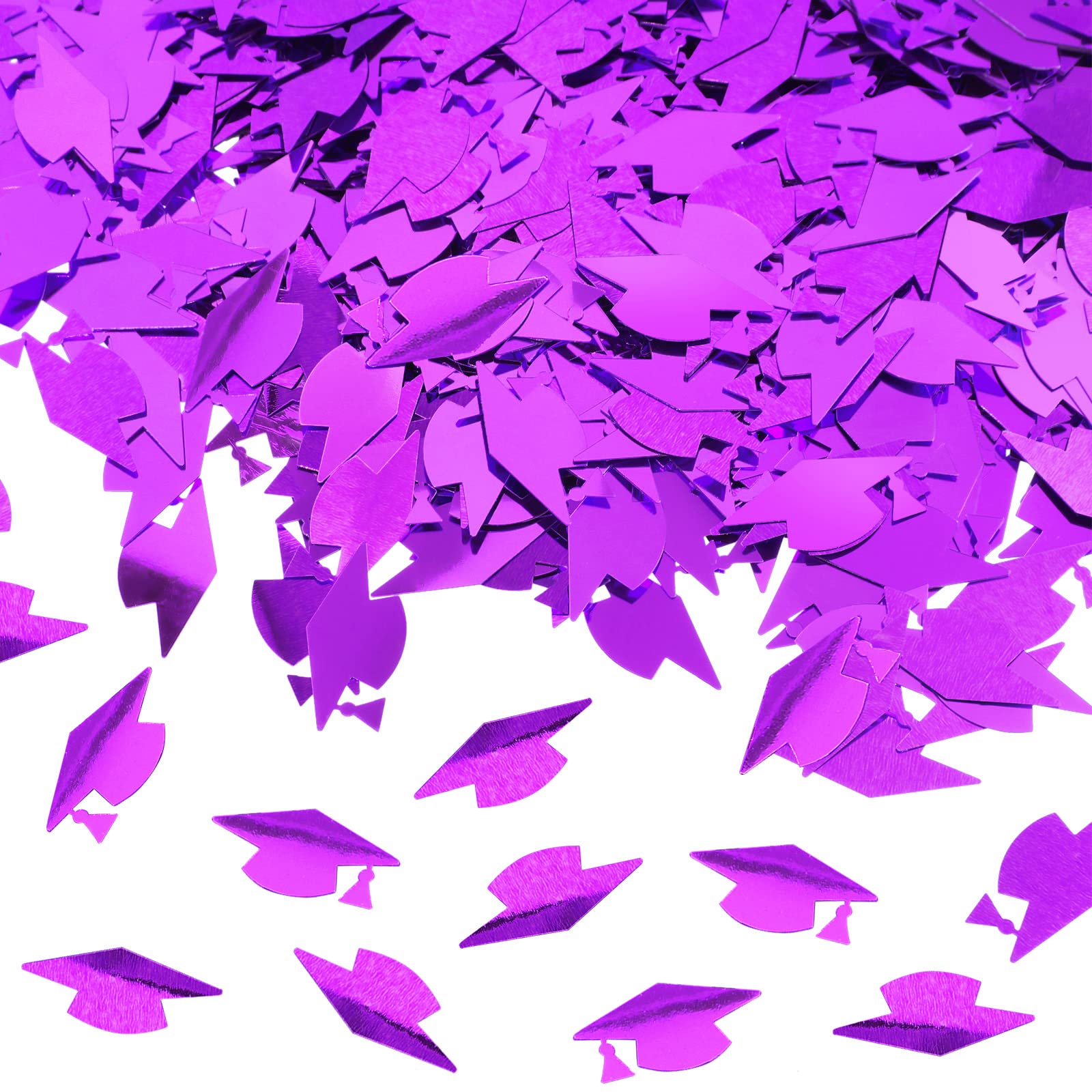 1000 Pieces Graduation Caps Confetti - Metallic Purple Graduation Party Decorations for Classroom, Home & Grad Celebrations - Perfect for Graduation Ceremonies, Photo Backdrops & Party Decor