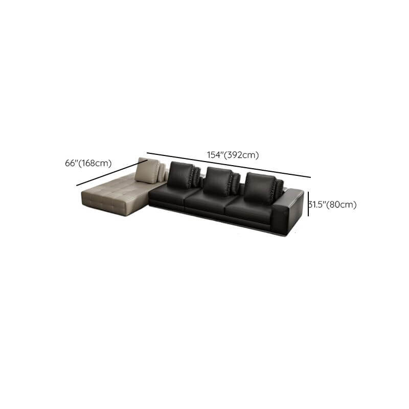L-Shaped Sectional Sofa with Chaise Lounge - 5-Seater 4-Piece Reversible Modular Couch in Black - Perfect for Living Room, Family Room & Home Theater
