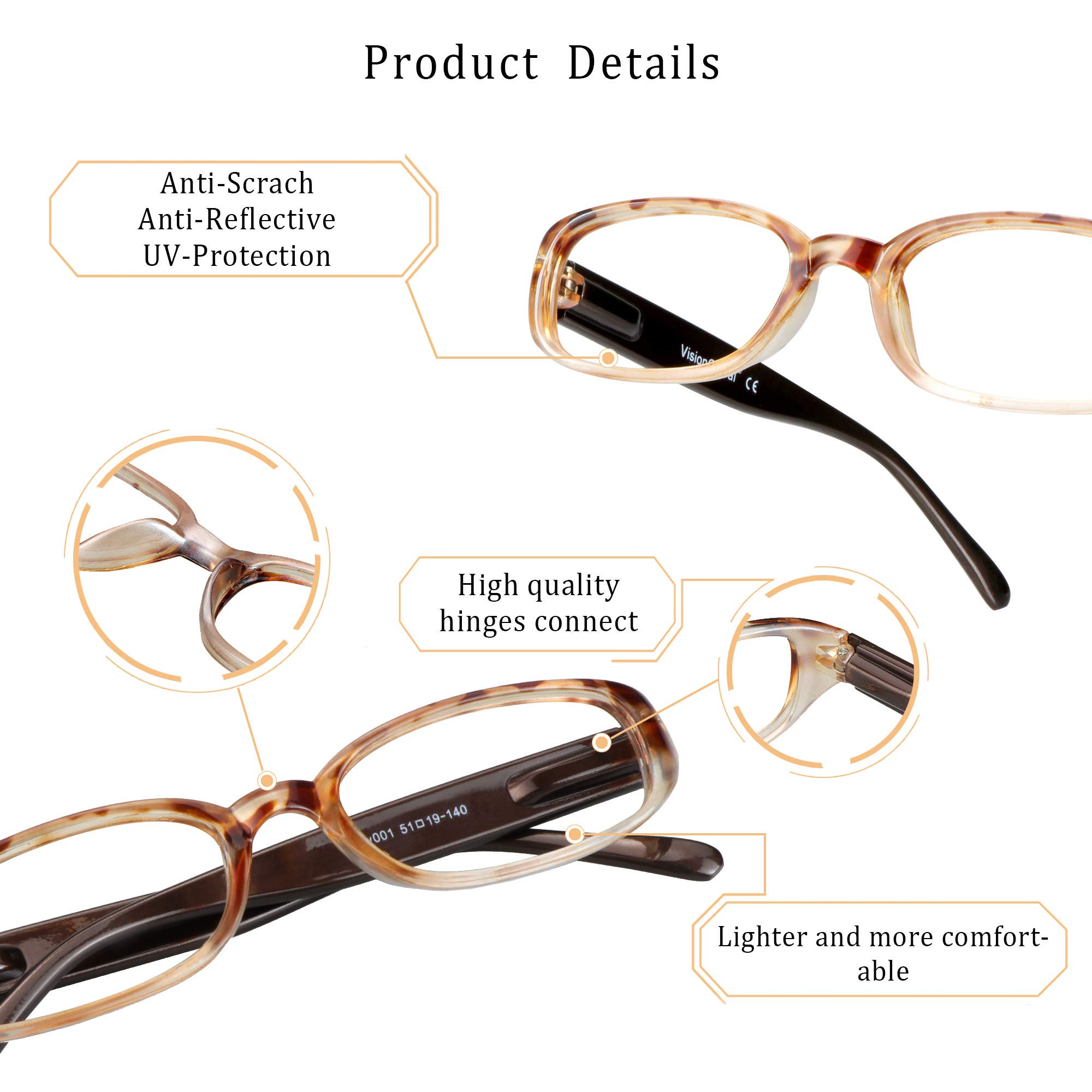 LifeArt Blue Light Blocking Glasses - 4 Pairs Anti Glare Computer Reading Glasses for Men & Women - Reduce Eye Strain for Work, Gaming & Screen Time