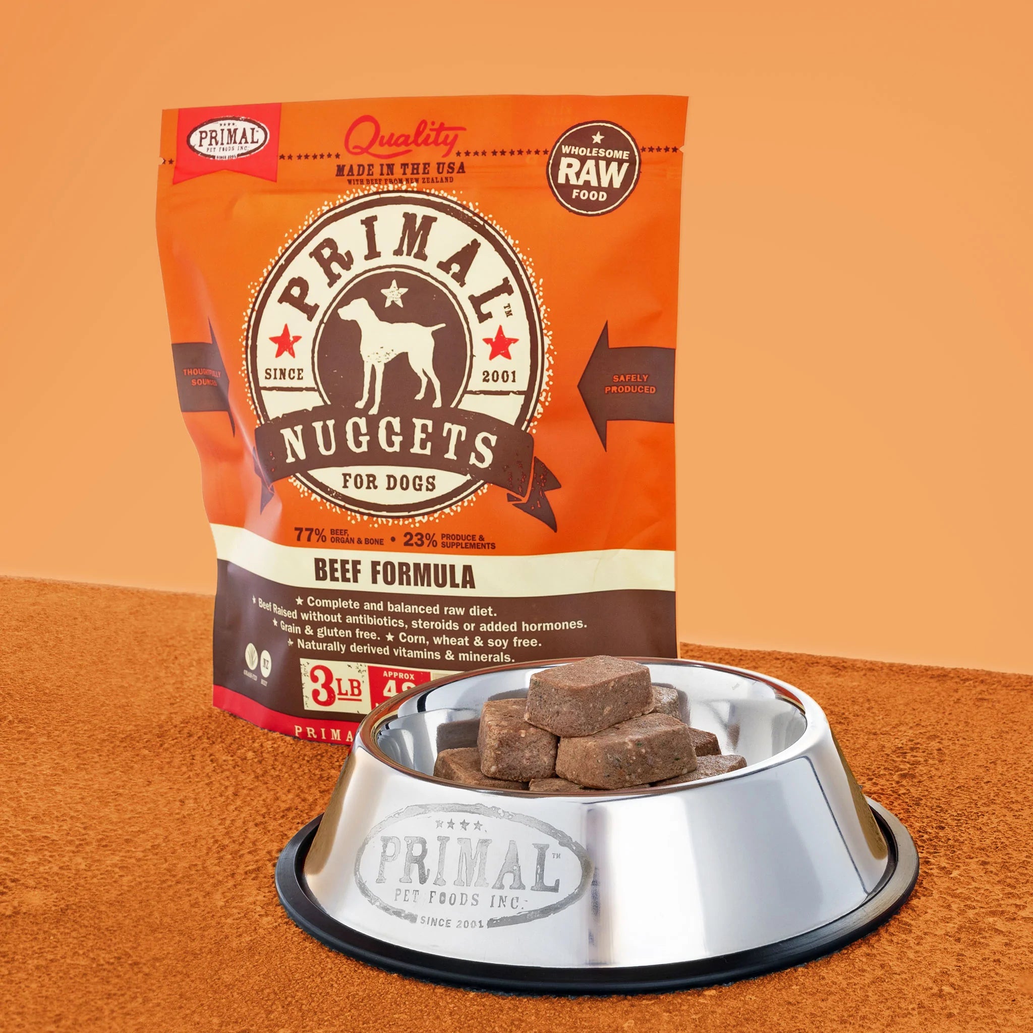 Primal Raw Frozen Nuggets Beef Formula - High Protein Dog Food for Small & Large Breeds - Perfect for Training Treats & Mealtime