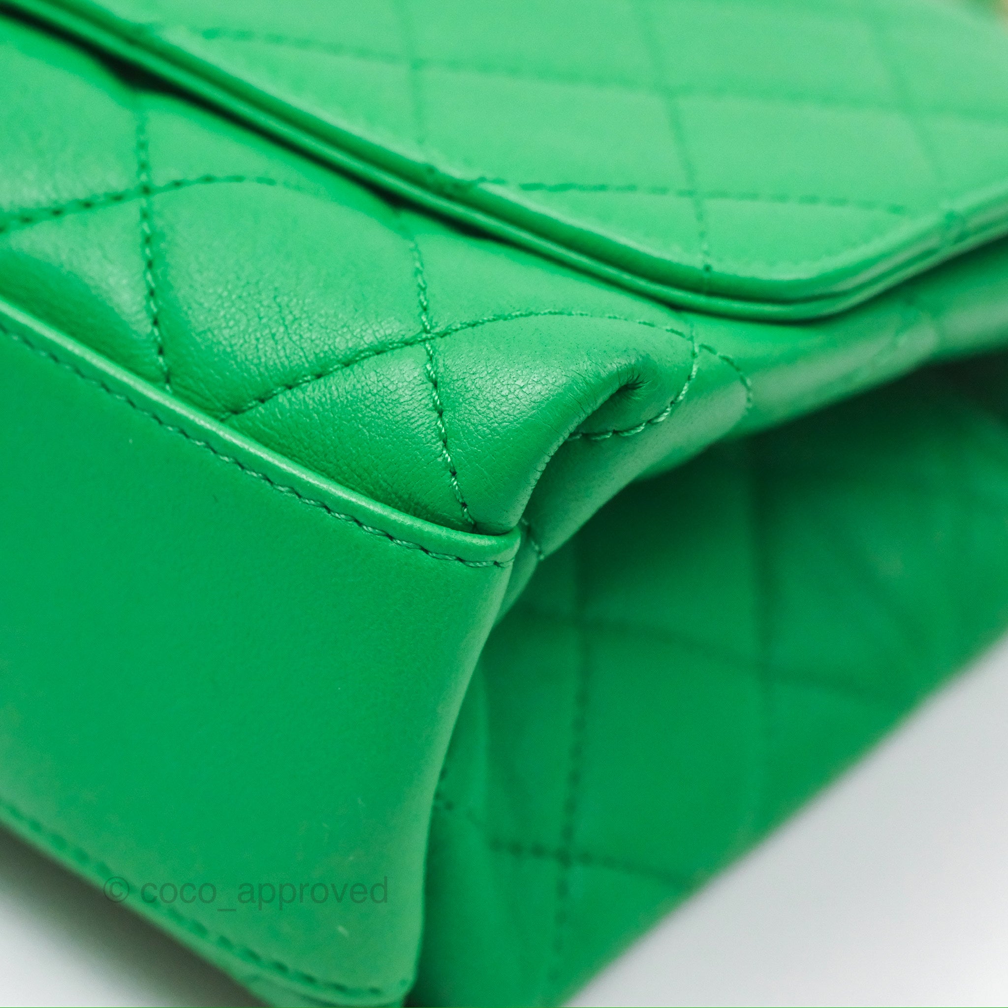 Chanel CC Quilted Flap Bag With Top Handle - Green Calfskin Leather Crossbody Bag with Gold Hardware | Luxury Designer Handbag for Women, Perfect for Date Night & Special Occasions