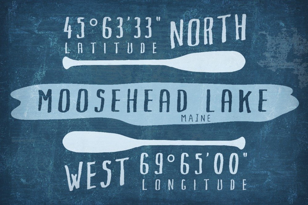 Moosehead Lake Maine Travel Poster - 36x54 Giclee Gallery Print with Latitude & Longitude - Lake Essentials Wall Decor for Home, Office & Cabin - Perfect for Nature Lovers & Adventure Seekers