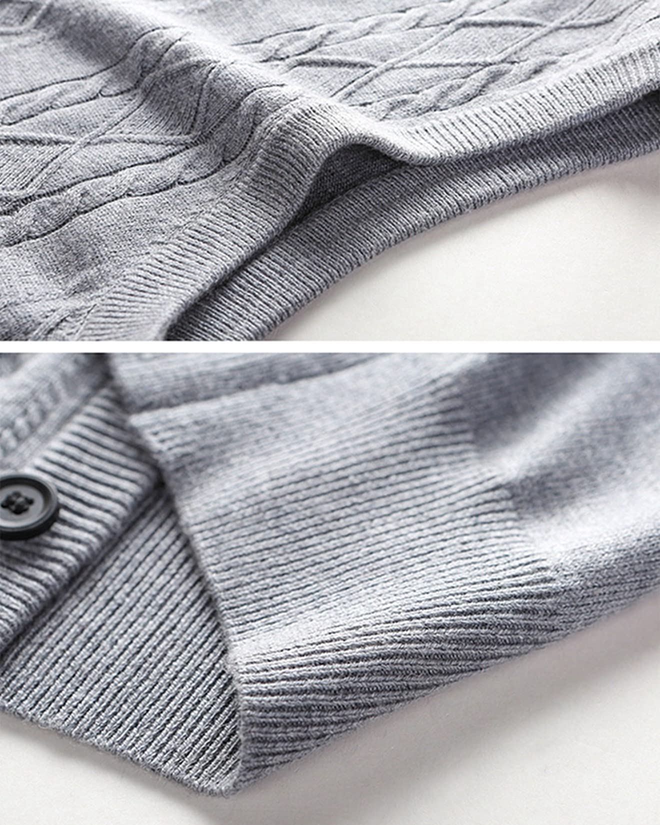Men's Wool Blend Cable Knit Cardigan Vest - Casual & Layering