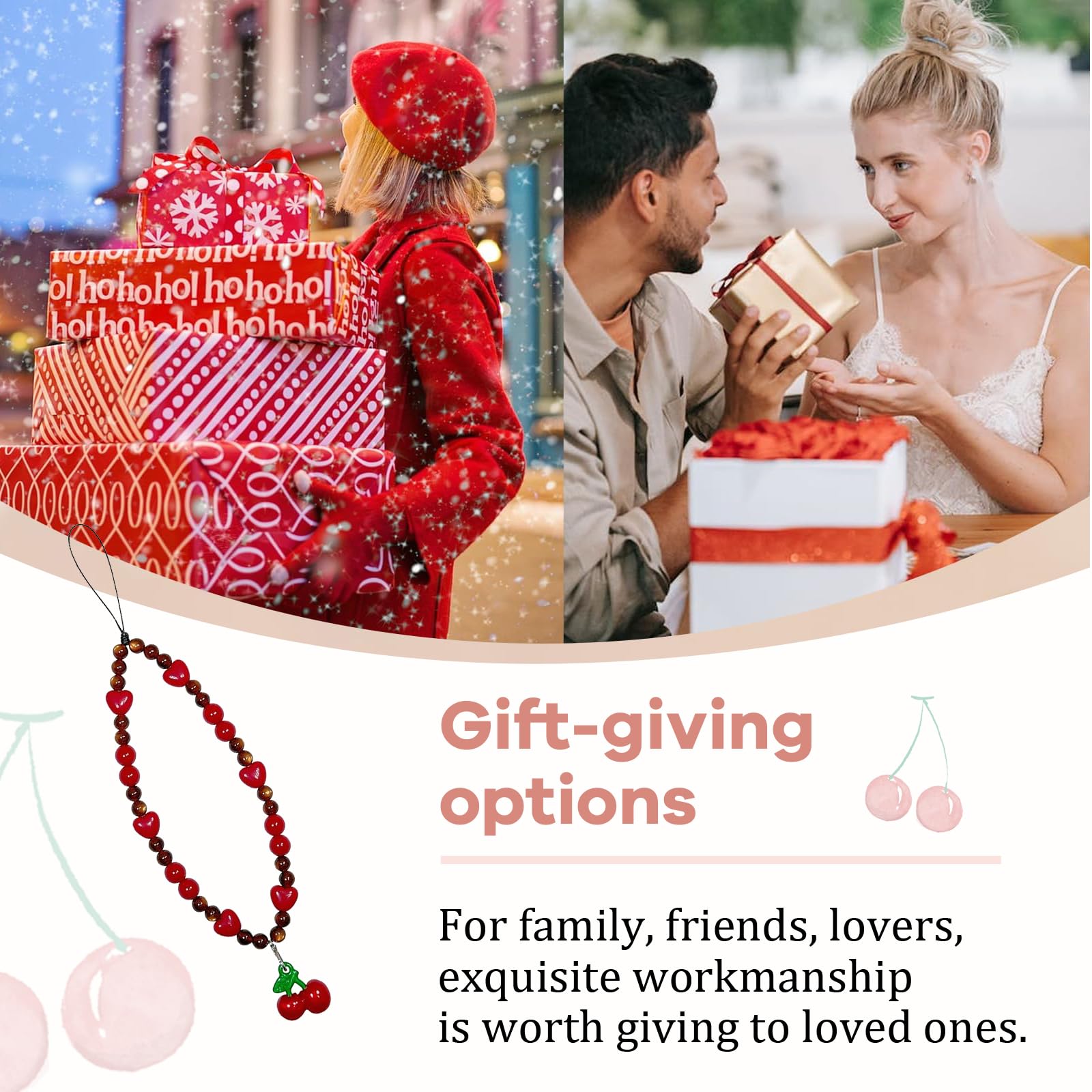 Goiern Universal Phone Pendant Charm - Kawaii Cherry Design - Cute Phone Strap for Girls & Women | Perfect for Smartphones, Keychains, Bags & Gifts