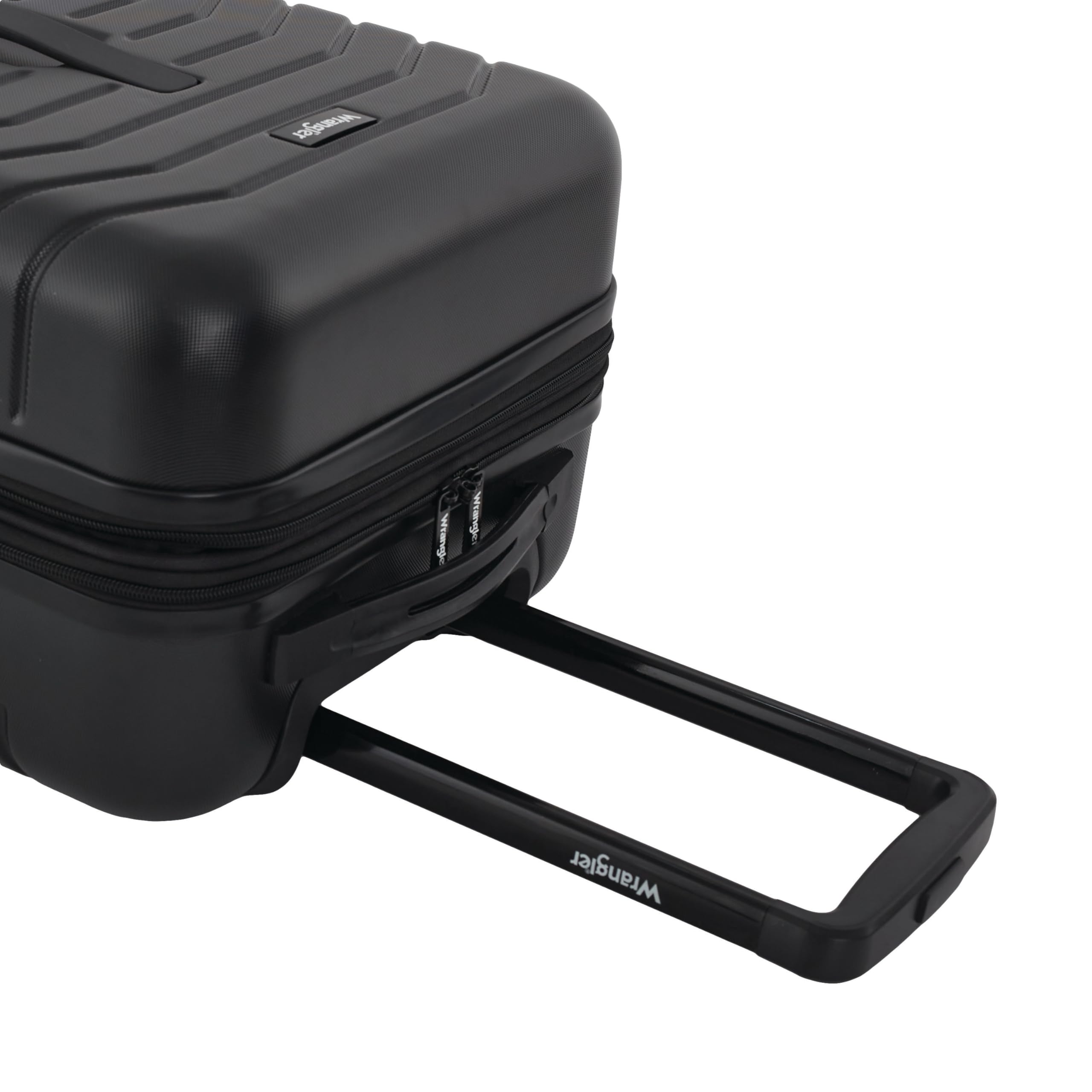Wrangler Trunk Spinner Set - Black 2-Piece Luggage with 2 Packing Cubes | Durable Suitcase for Travel, Business Trips & Vacations | Carry-On & Check-In Compatible
